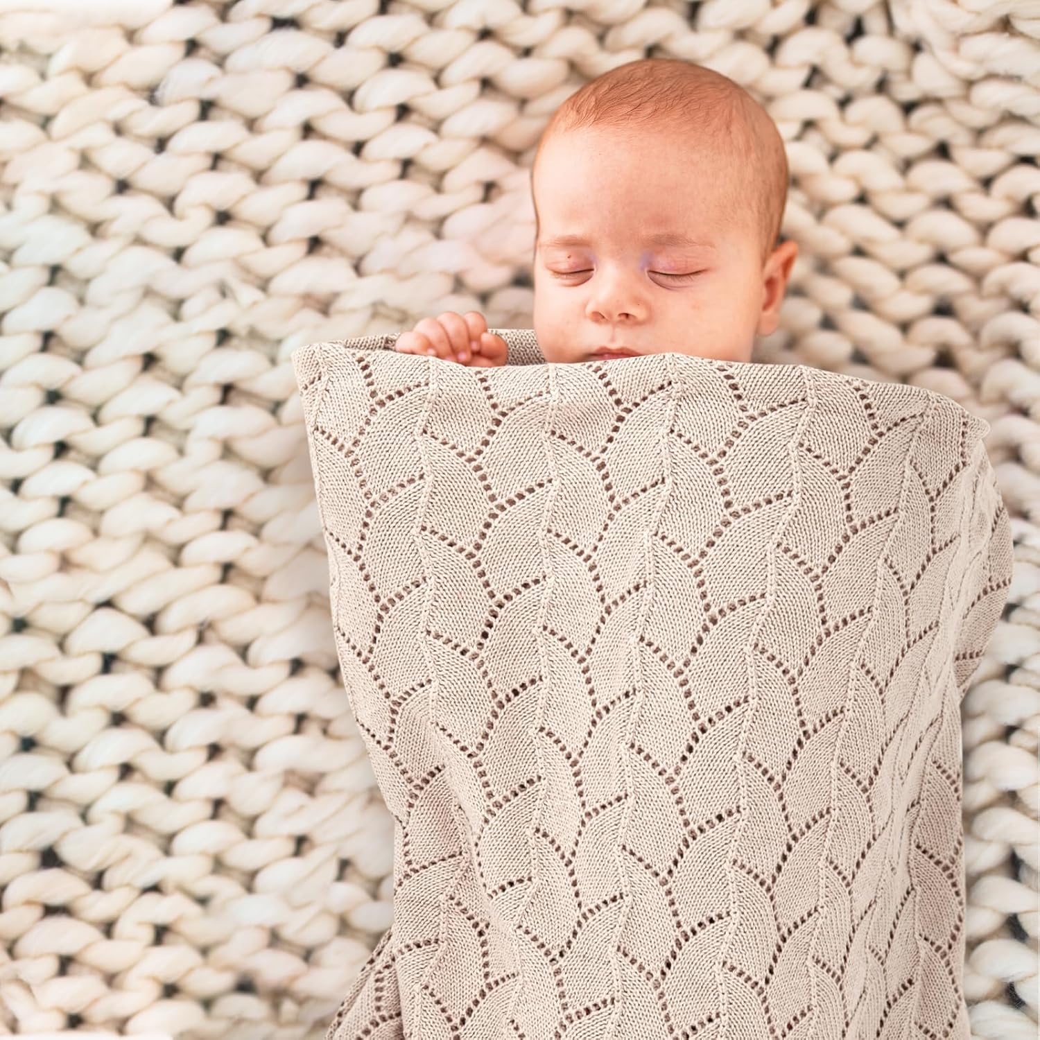 Loyfoky Baby Blanket 100 Cotton Soft Breathable Beige 30x40