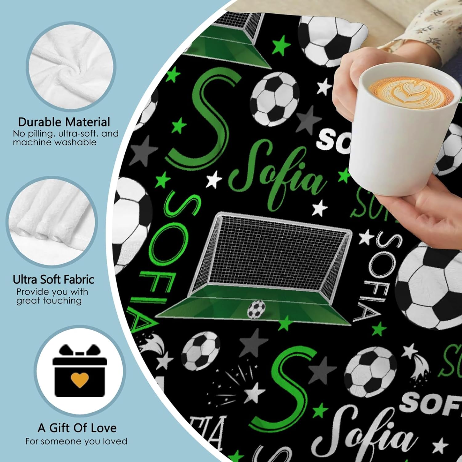 Custom Soccer Name Blanket - Personalized Baby Blanket for Nursery