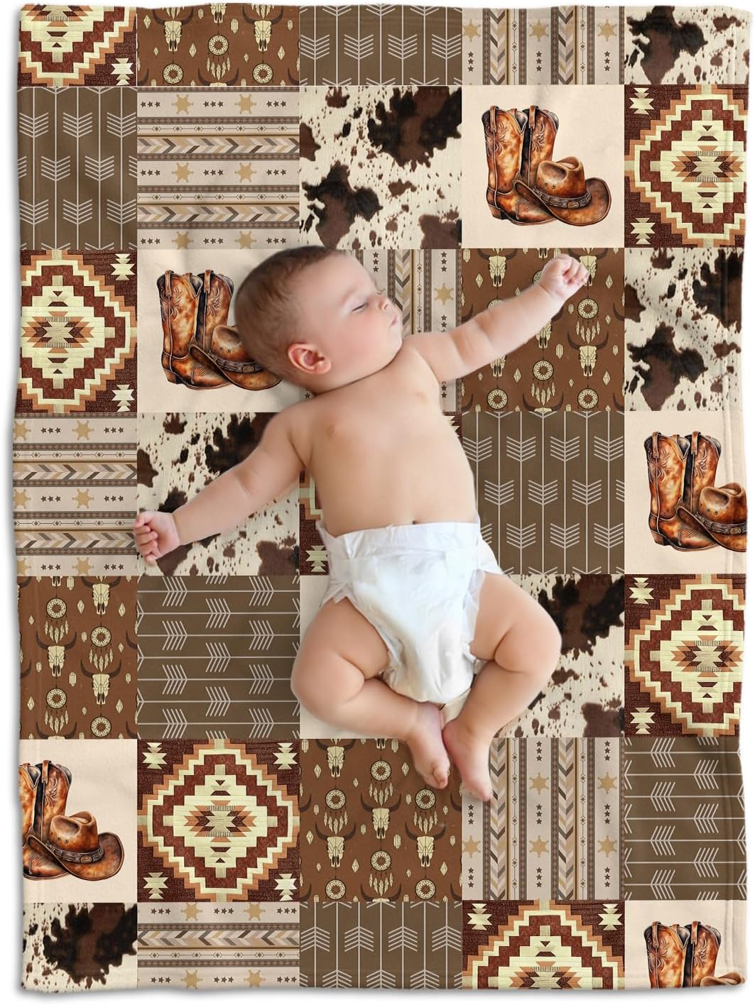 Western Blanket for Baby 30x40 Inches Cowboy Bedding