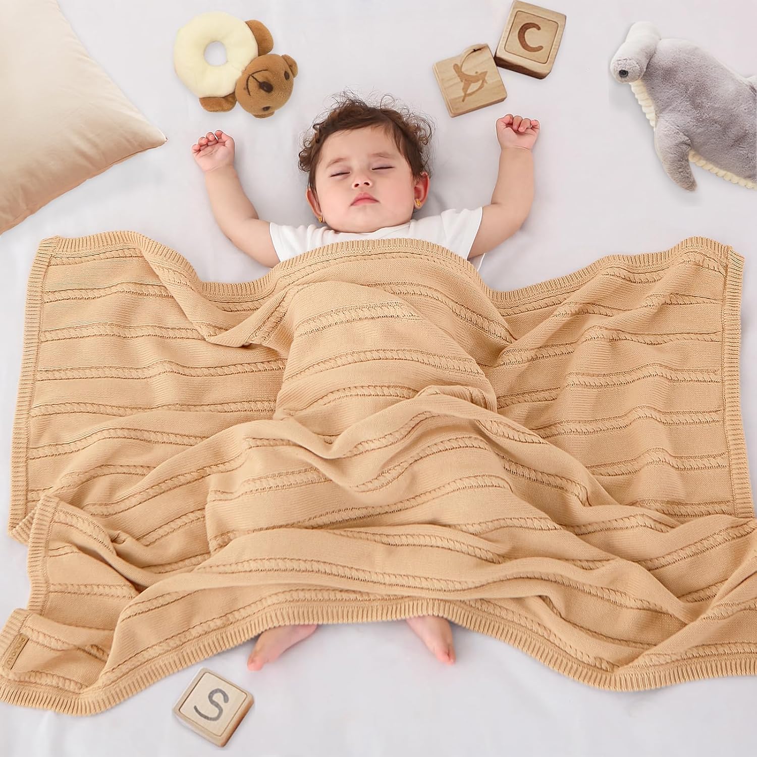 Pinuotu Cotton Twisted Rope Baby Blanket Soft Breathable 31x40 Inches