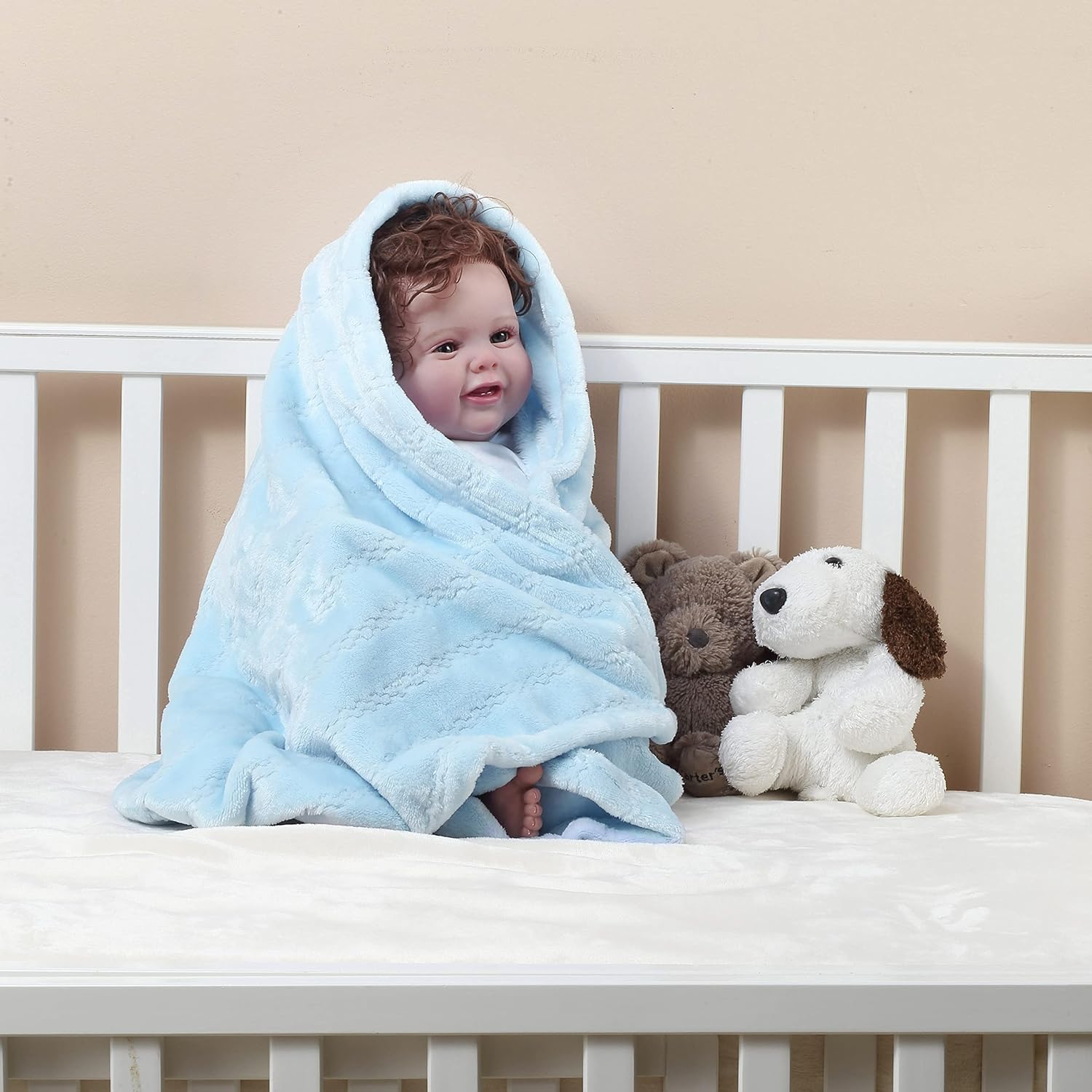 CREVENT 30x40 Soft Cozy Baby Blanket for Boys Girls Ice Blue