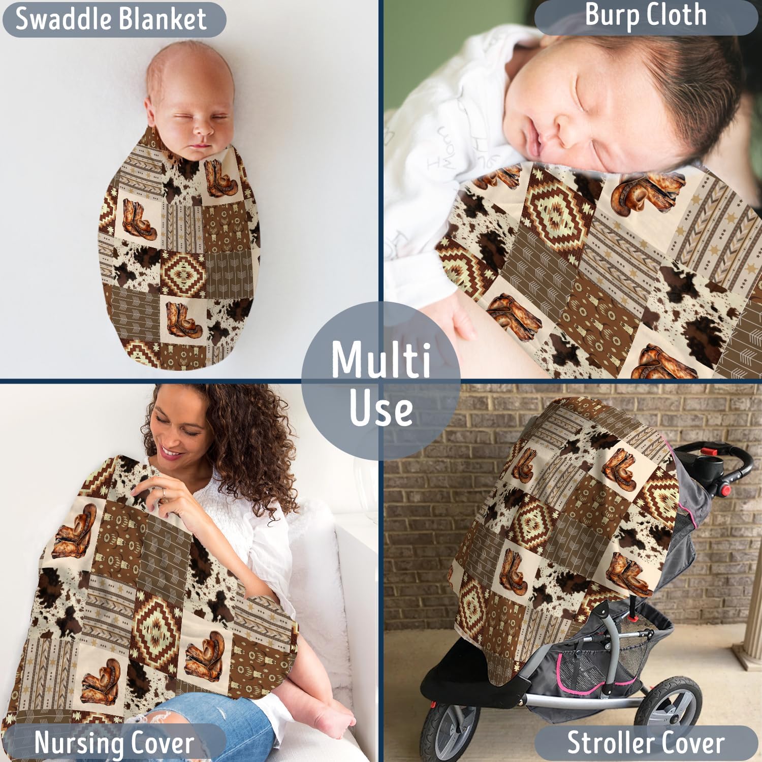 Western Blanket for Baby 30x40 Inches Cowboy Bedding