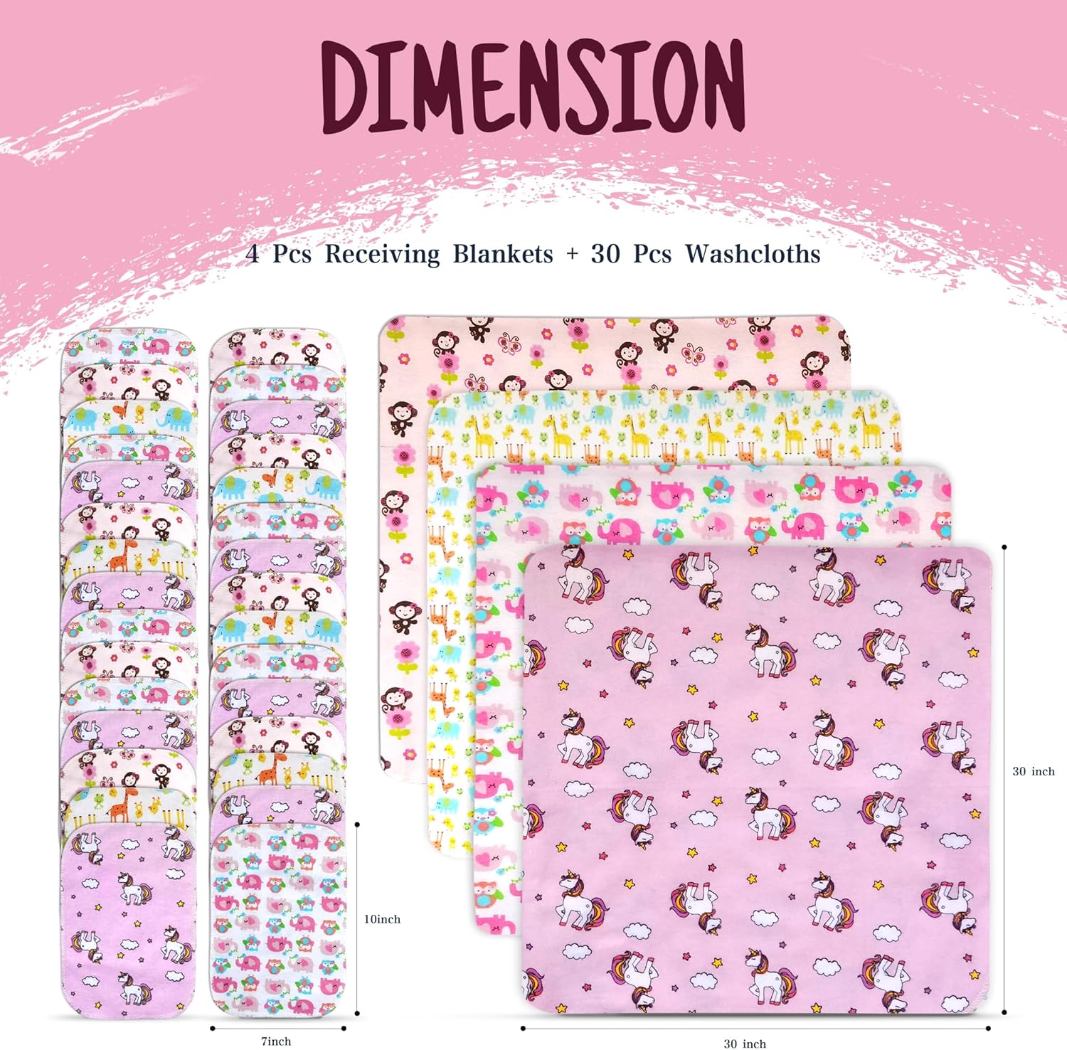 Omilion 34 Pack Baby Blanket Washcloth Set