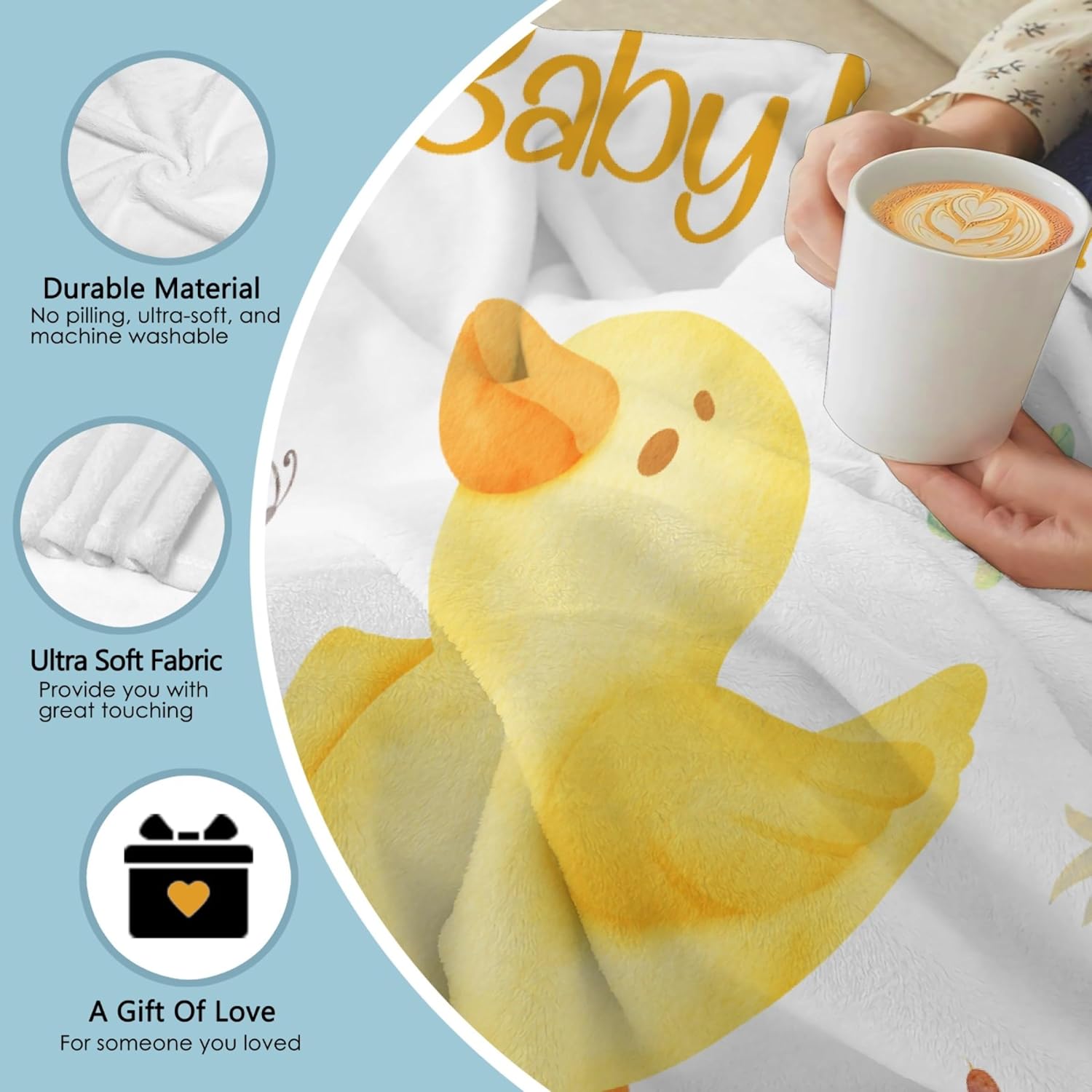Personalized Duck Baby Blanket with Name Toddler Size 30x40