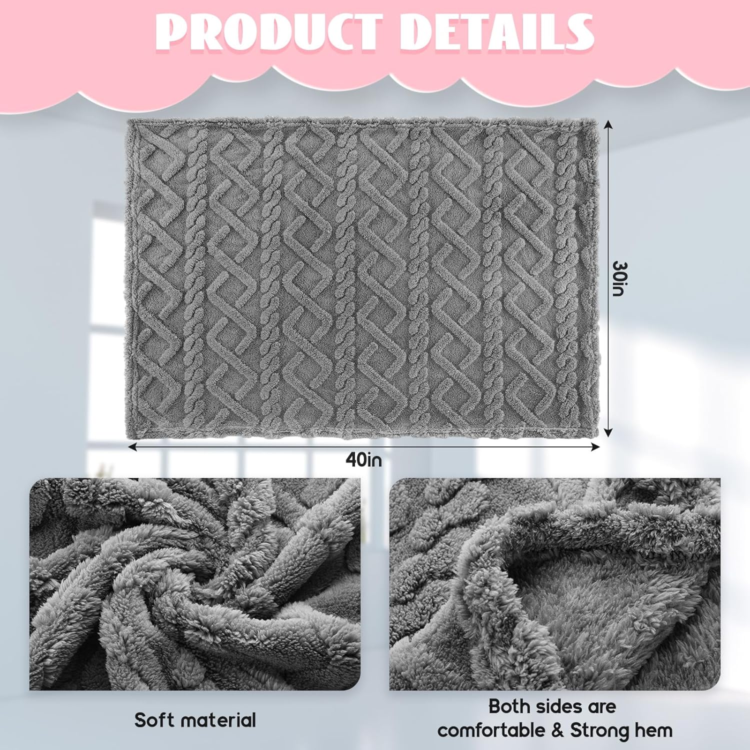 4 Pcs Fleece Baby Swaddling Blankets Set Pink