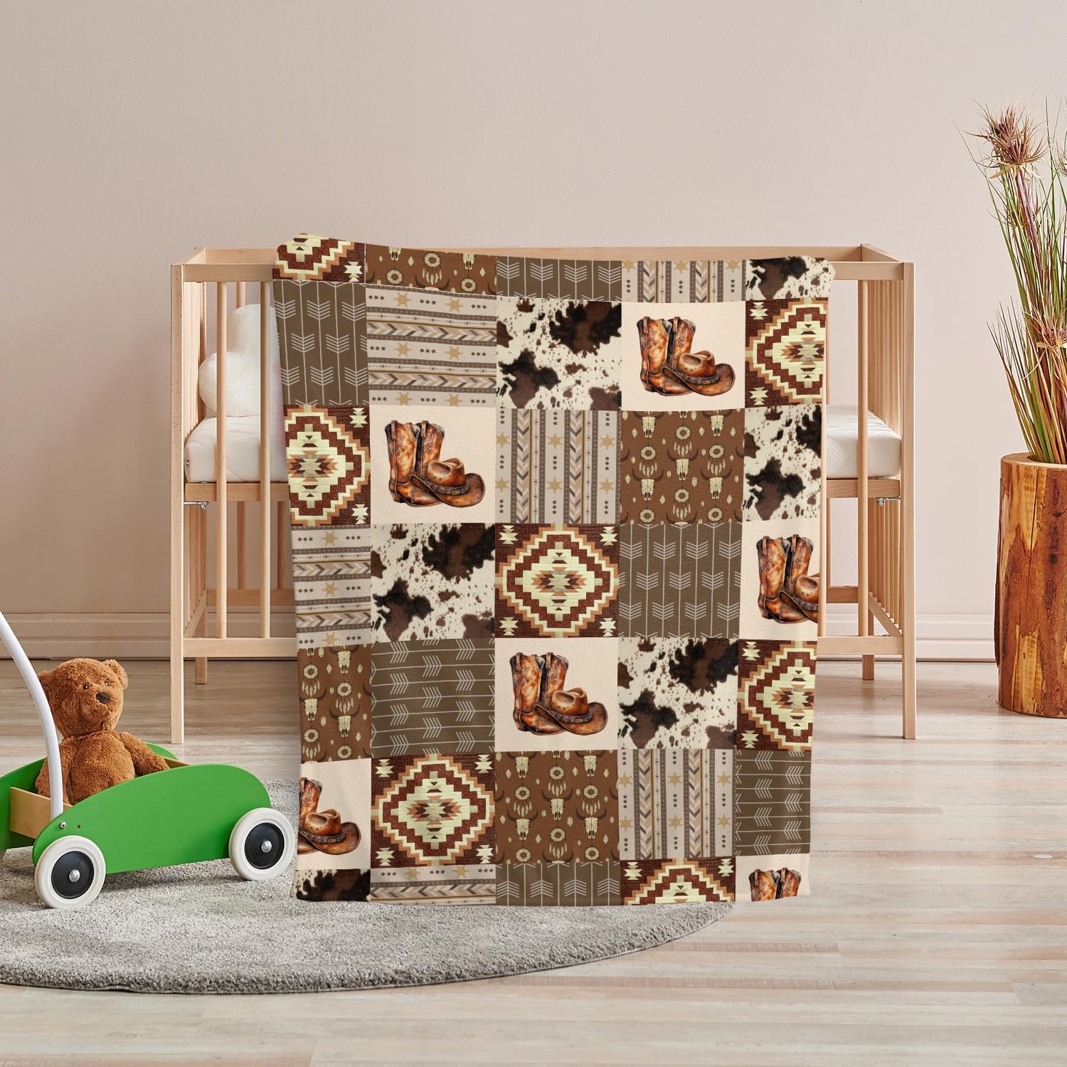 Western Blanket for Baby 30x40 Inches Cowboy Bedding