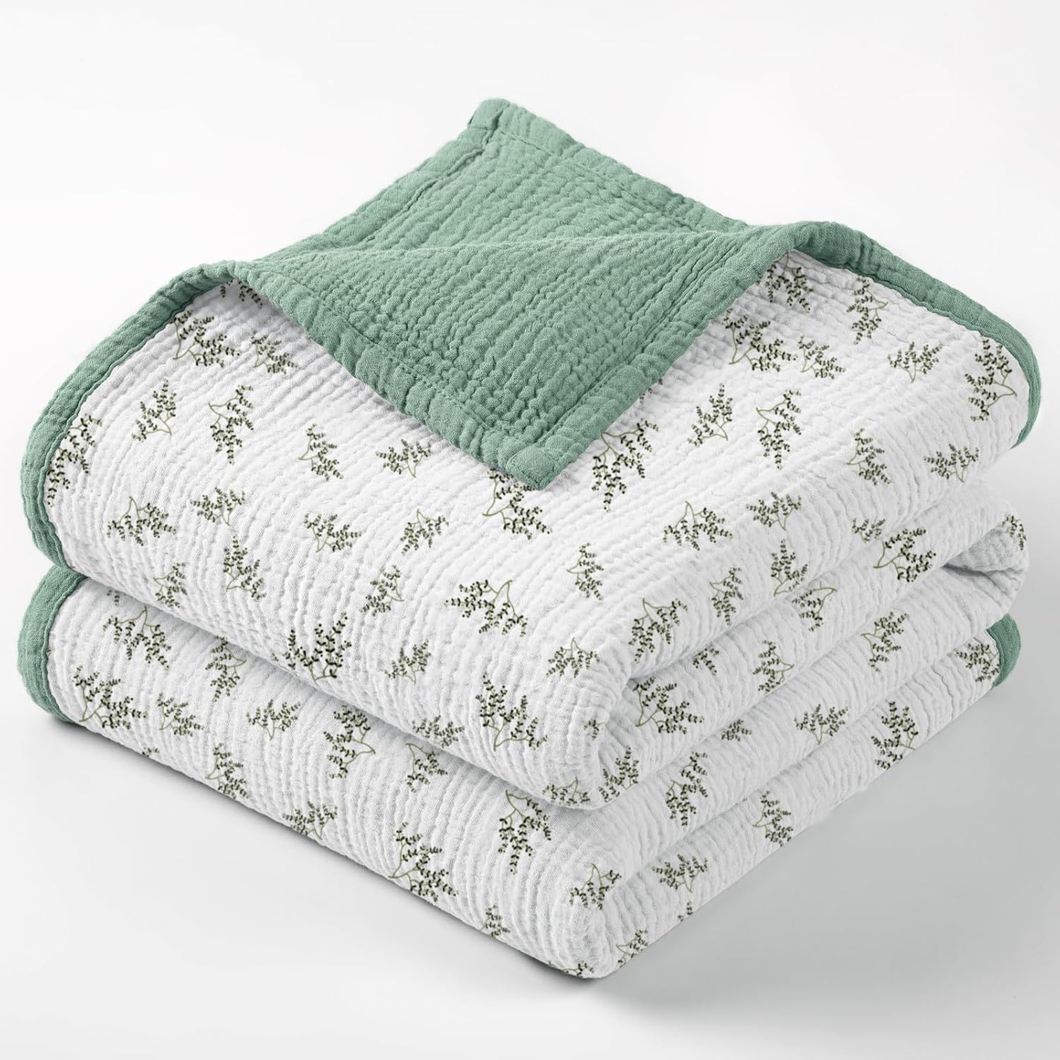 Lulu Moon Muslin Quilt Blanket 47x47 Inches Lotusleaf Tree Design