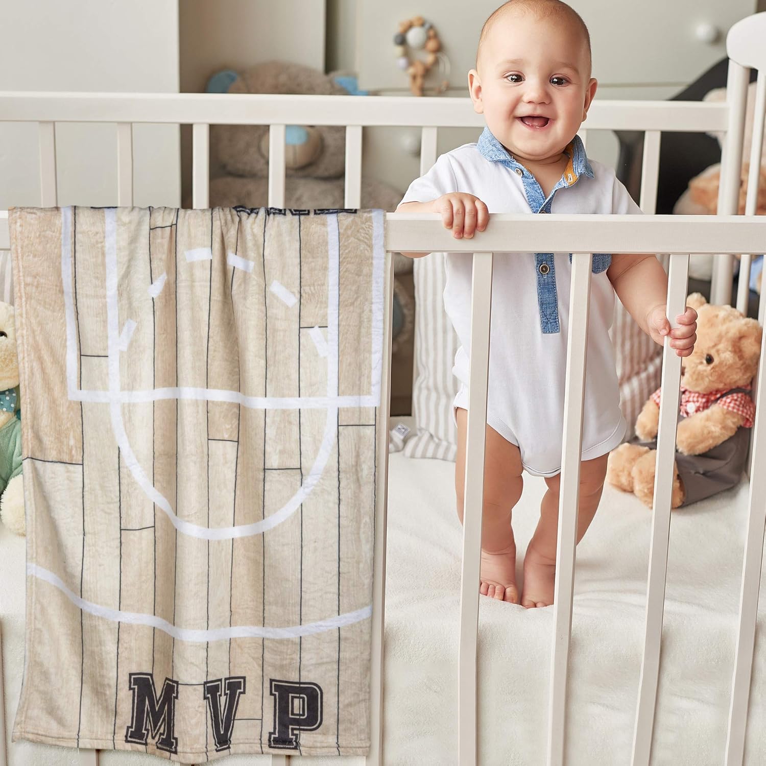 SUKOON Basketball Theme Monthly Milestone Blanket for Baby