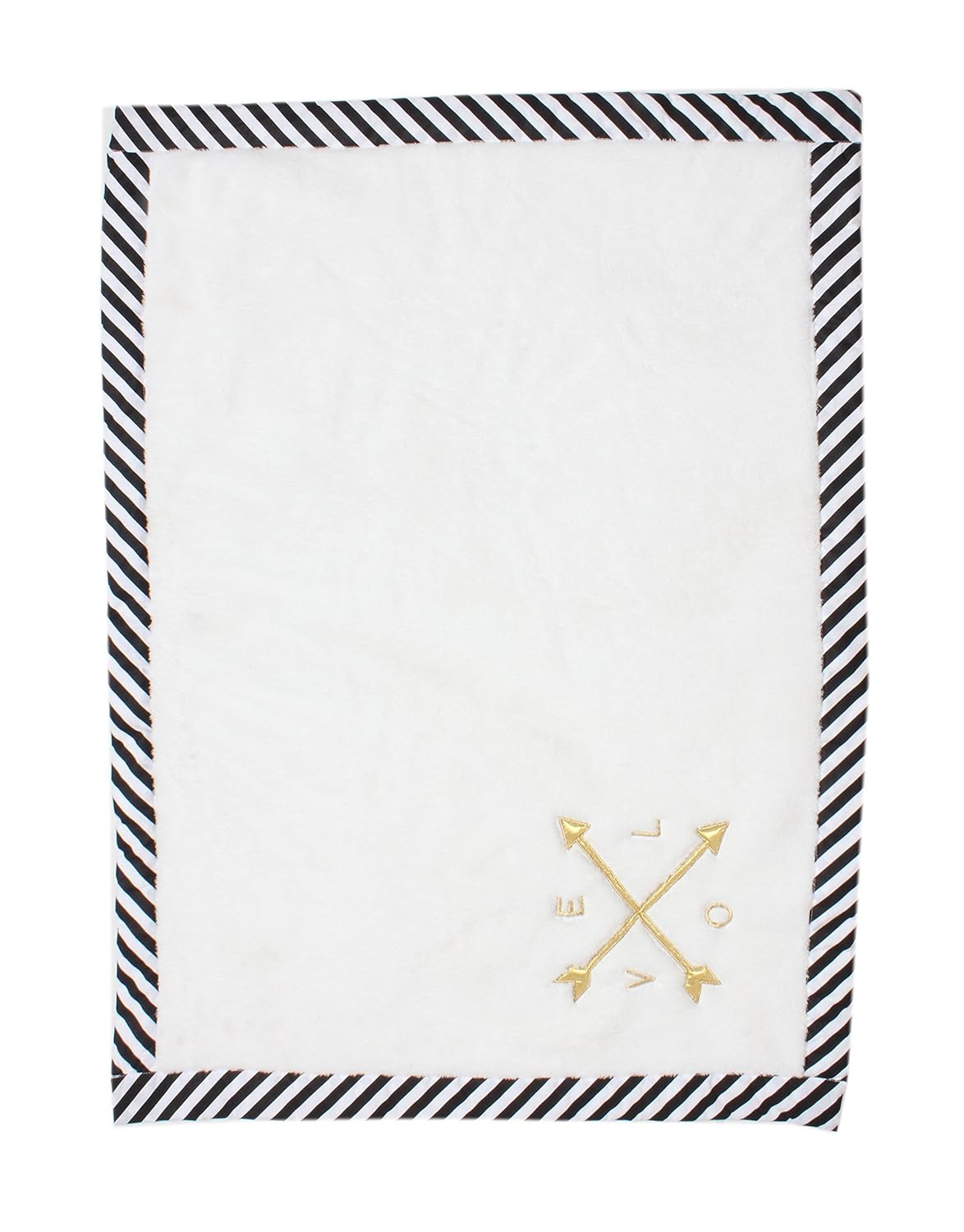 Bacati Love Arrows Embroidered Plush Blanket BlackGold