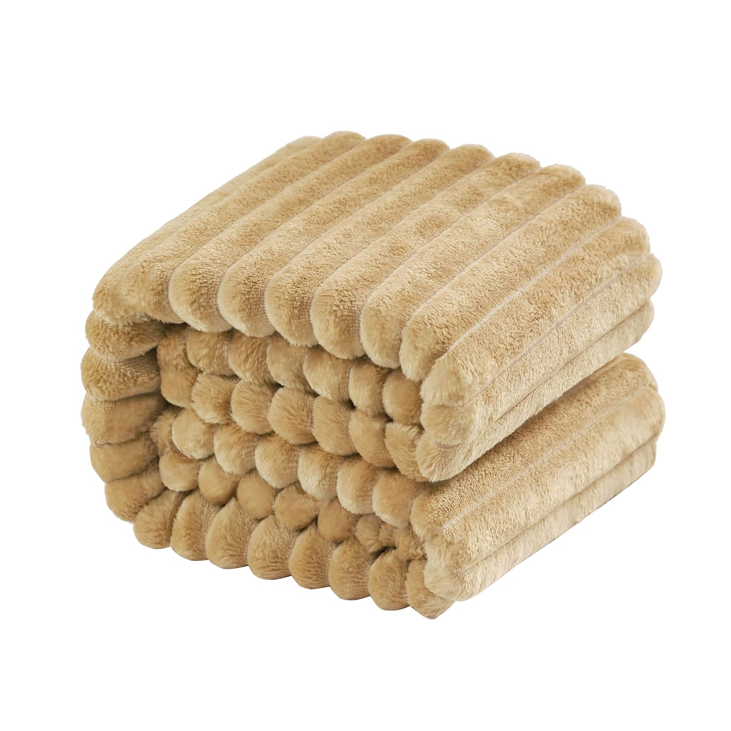 NTBAY Flannel Fuzzy Toddler Blanket Reversible Stripes 30x40 Inches Khaki