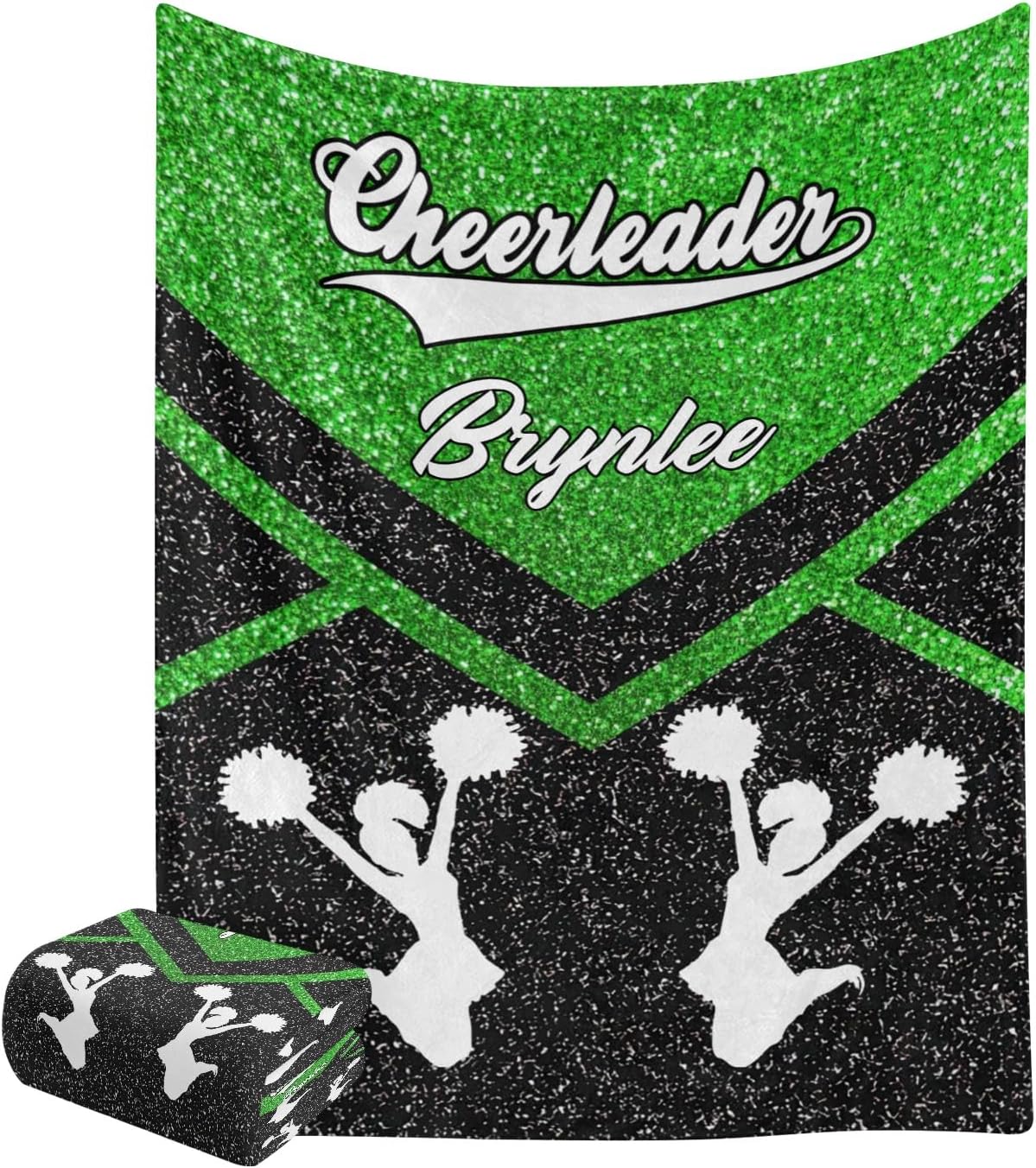 Custom Cheer Green Baby Blanket with Name for Newborn