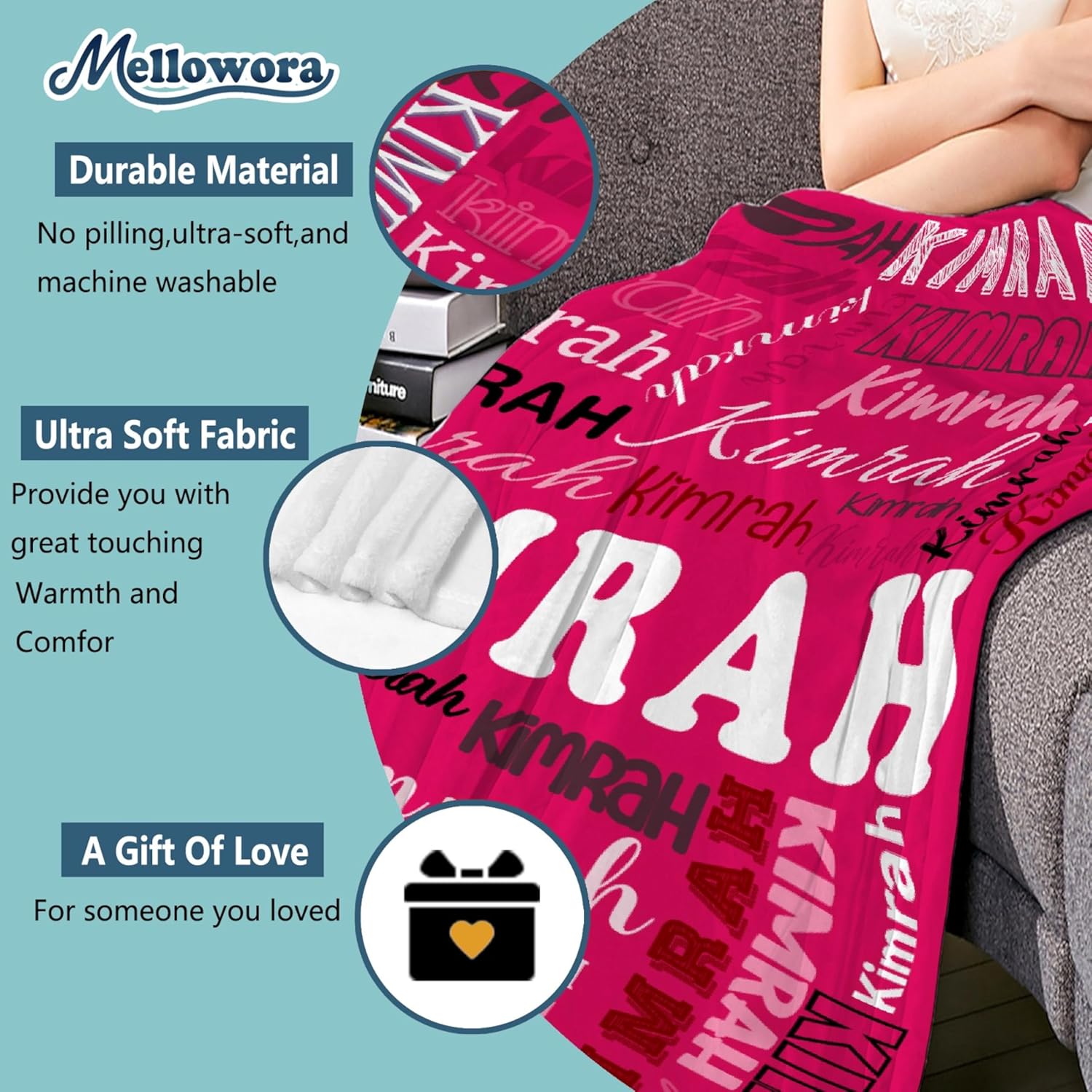 Personalized Pink Fleece Throw Blanket for Kids