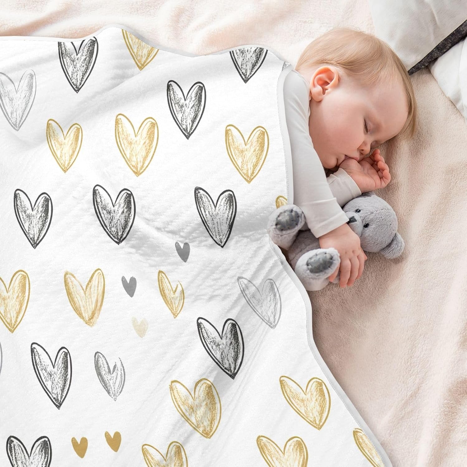 Wassud Hearts Soft Baby Blanket 30x40 Inch Cozy Toddler Blanket