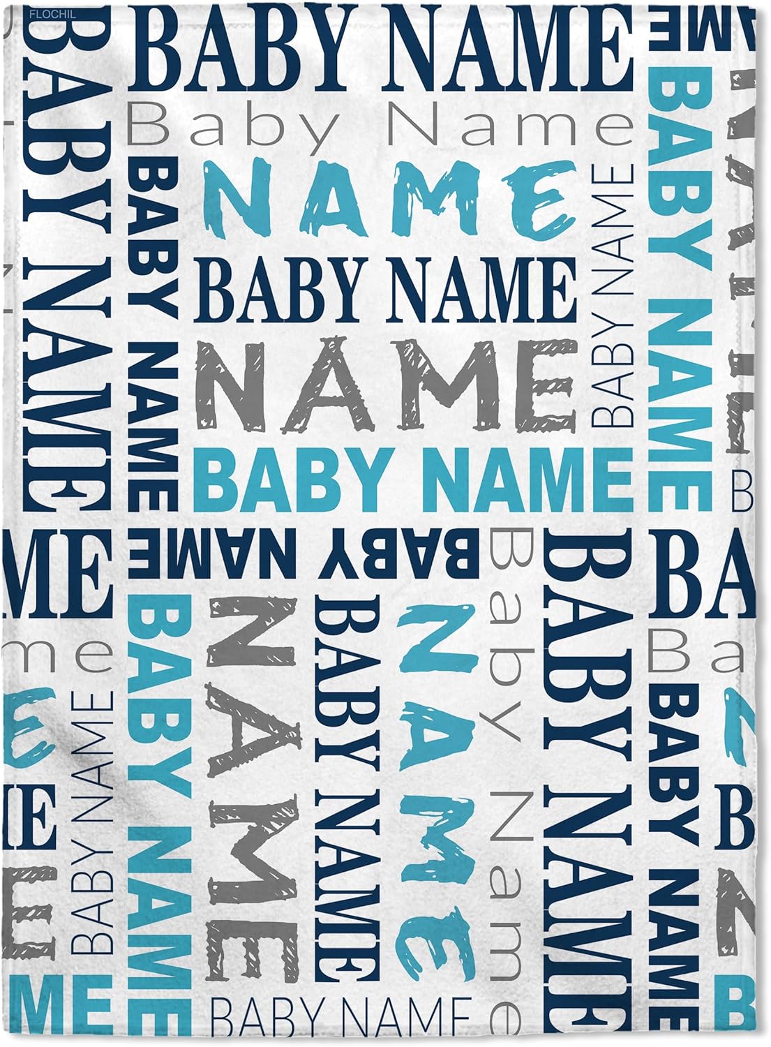 FLOCHIL Personalized Baby Blanket for Boys - Custom Name Monogram