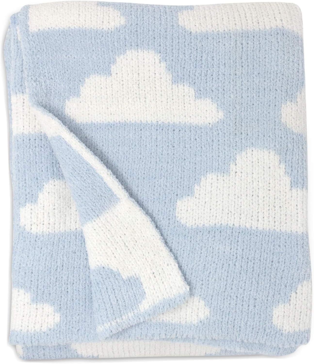 Living Textiles Blue Clouds Chenille Baby Blanket Reversible