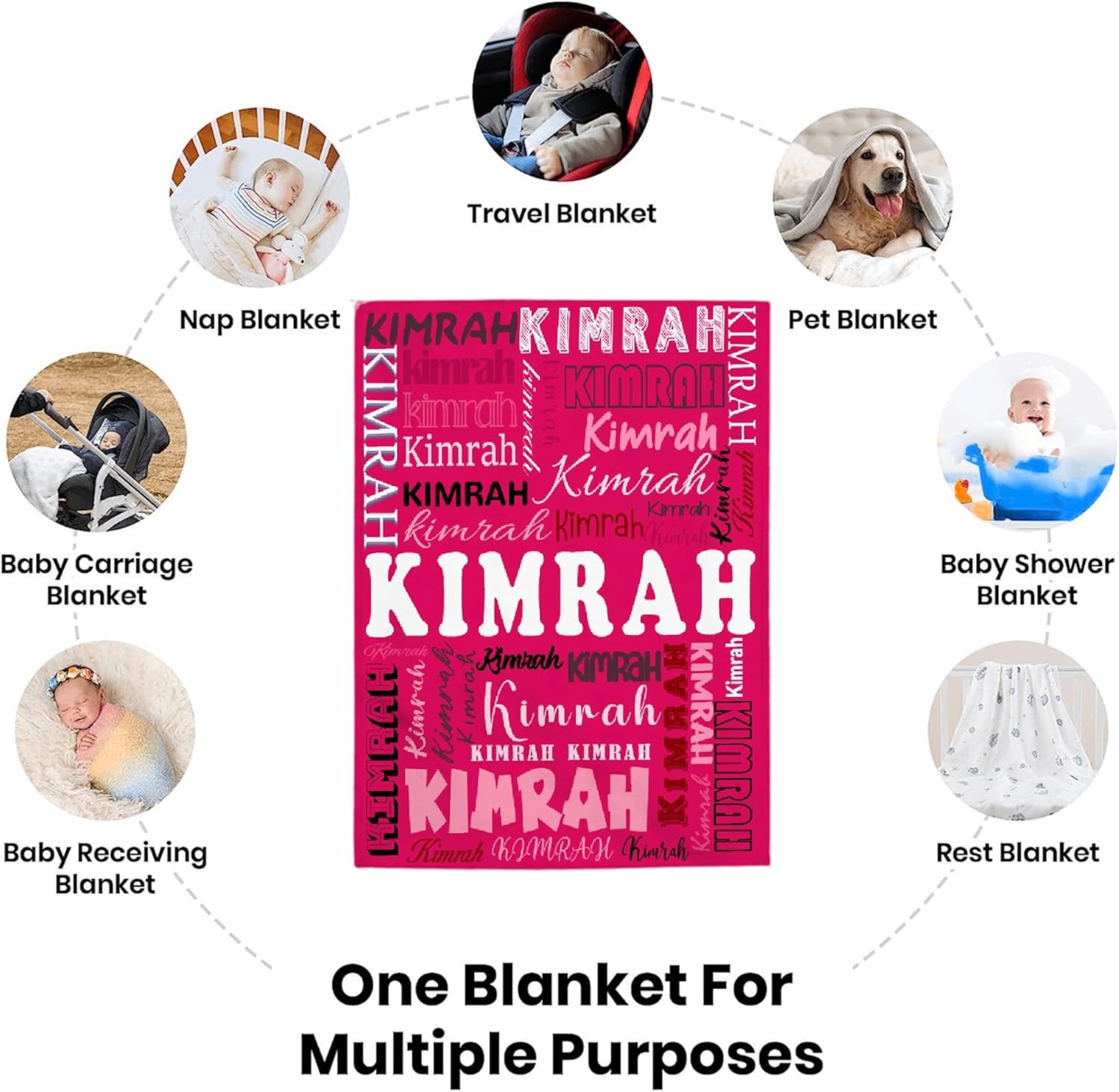 Personalized Pink Fleece Throw Blanket for Kids