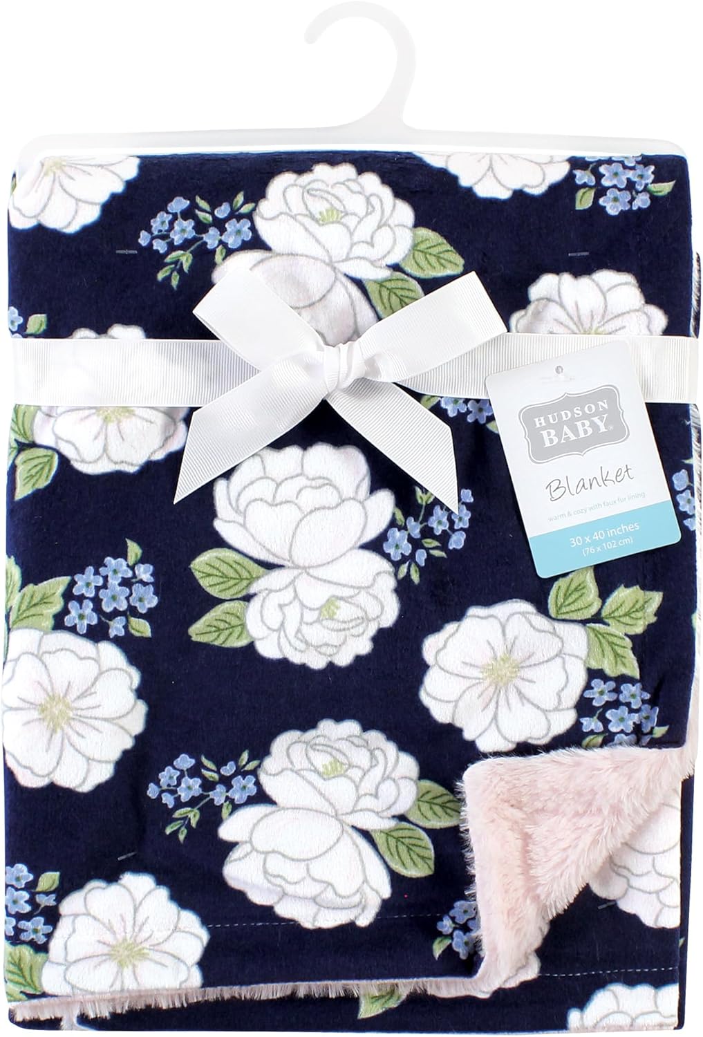 Hudson Baby Cozy Plush Blanket with Furry Binding