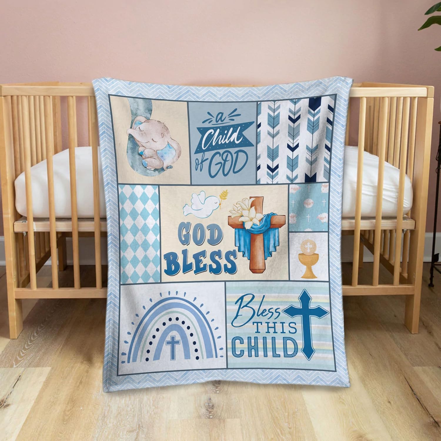 Muchnee Baptism Blanket - Personalized 40x30in Baby Gift