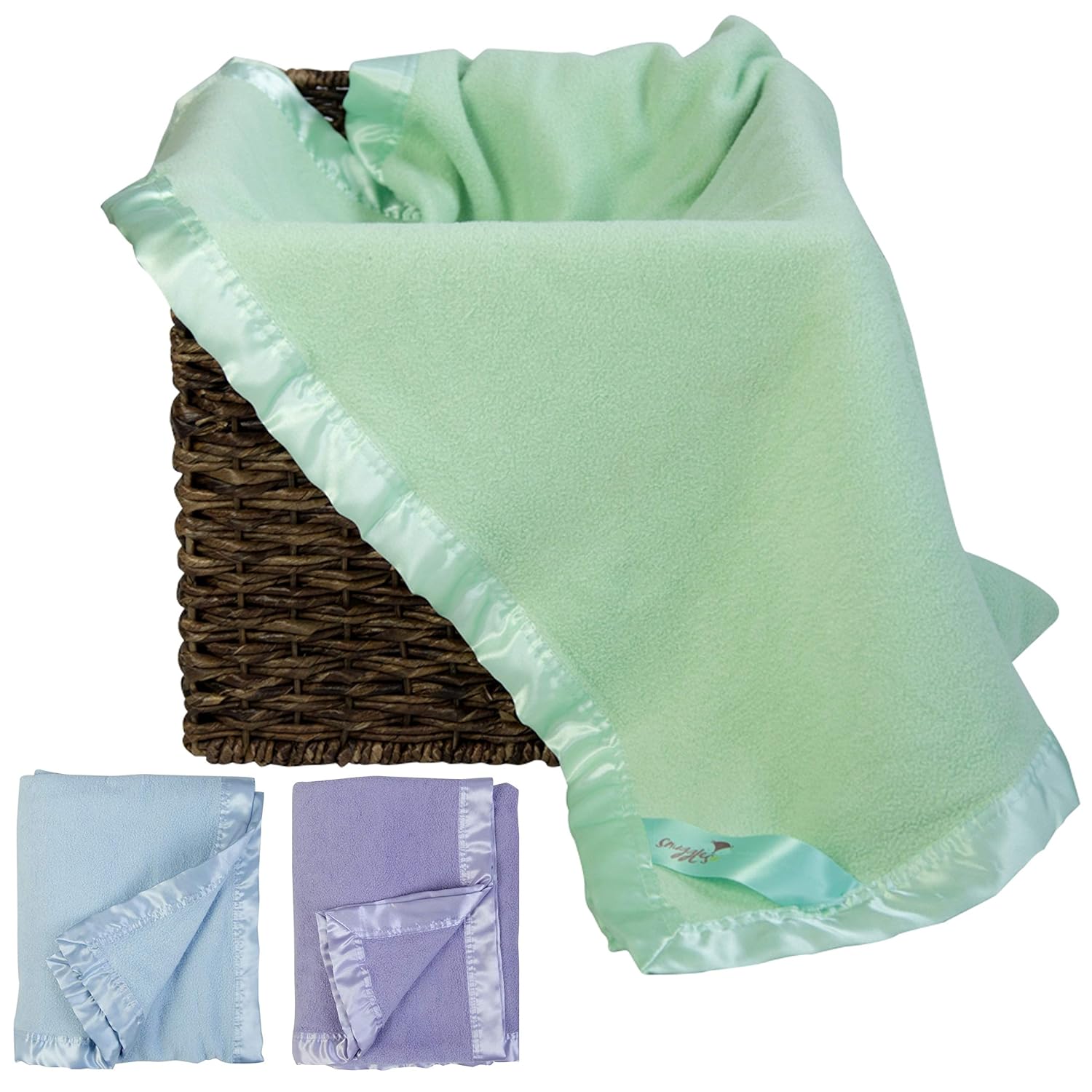 Bamboo Rayon Toddler Security Blanket - Soft Light Green with Satin Edging