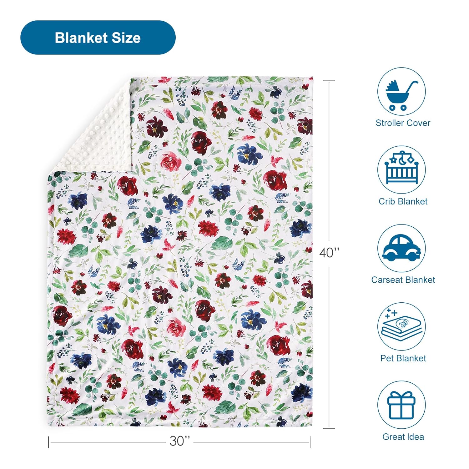 HOMRITAR Baby Blanket Double Layer Minky 30x40 Inch