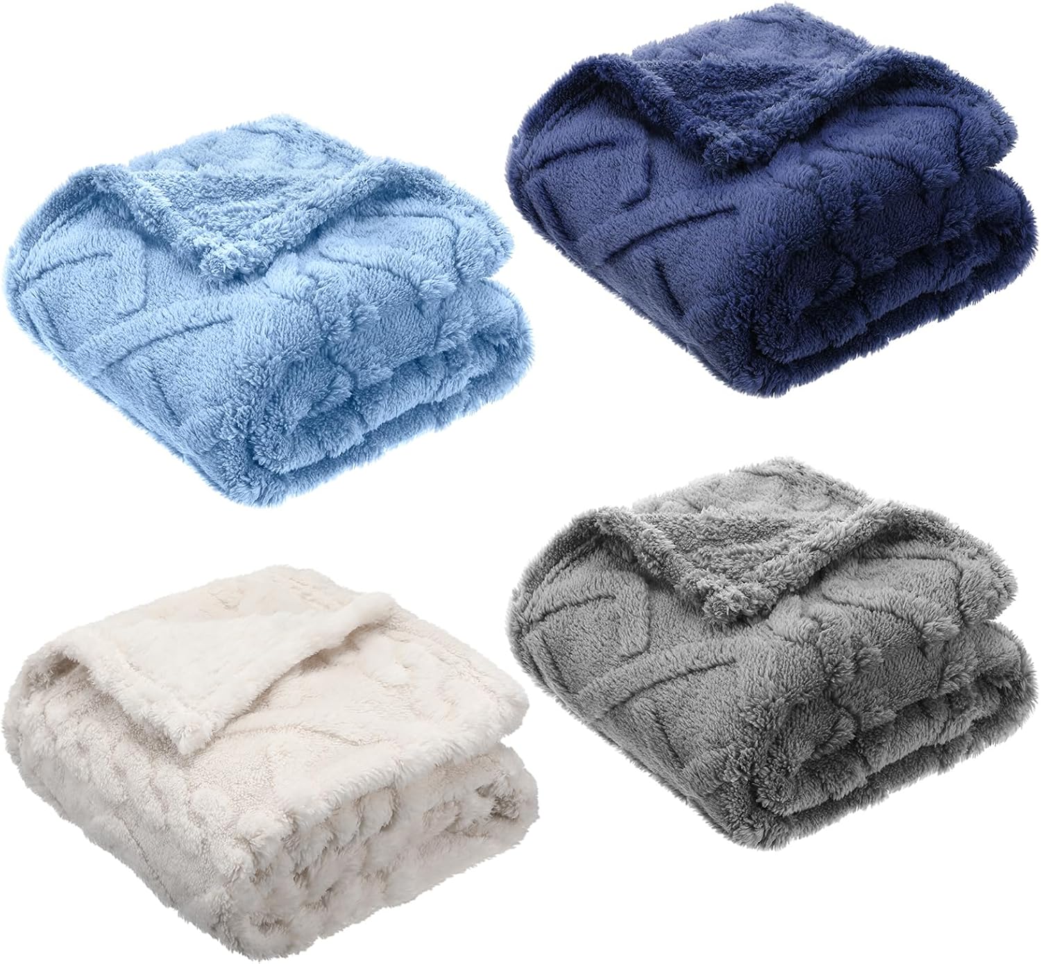 VitalCozy 4 Pcs 30x40 Baby Blanket Set with 3D Fluffy Texture