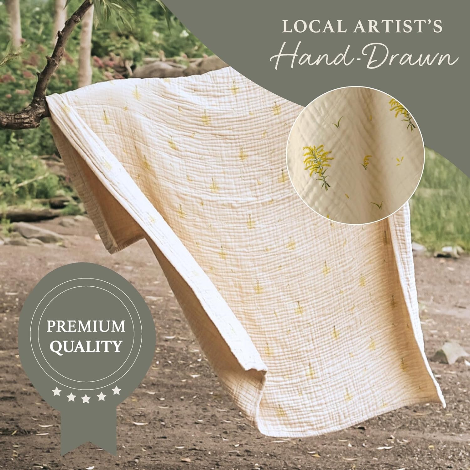 House of Elia 100 Organic Cotton Muslin Blanket - Goldenrod