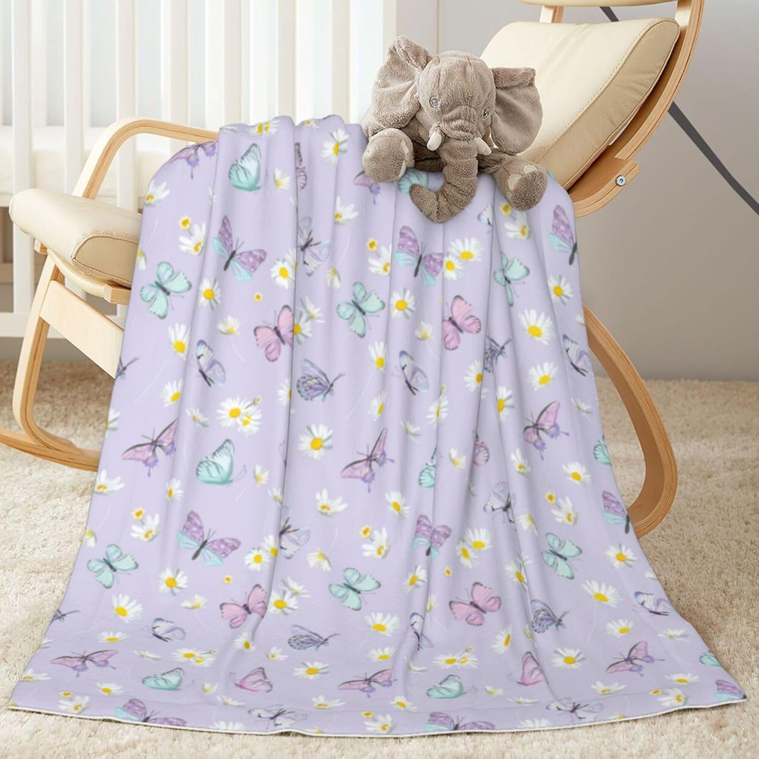 SUPLUCHOM Baby Blanket Butterfly Daisy 30x40 Inch Plush