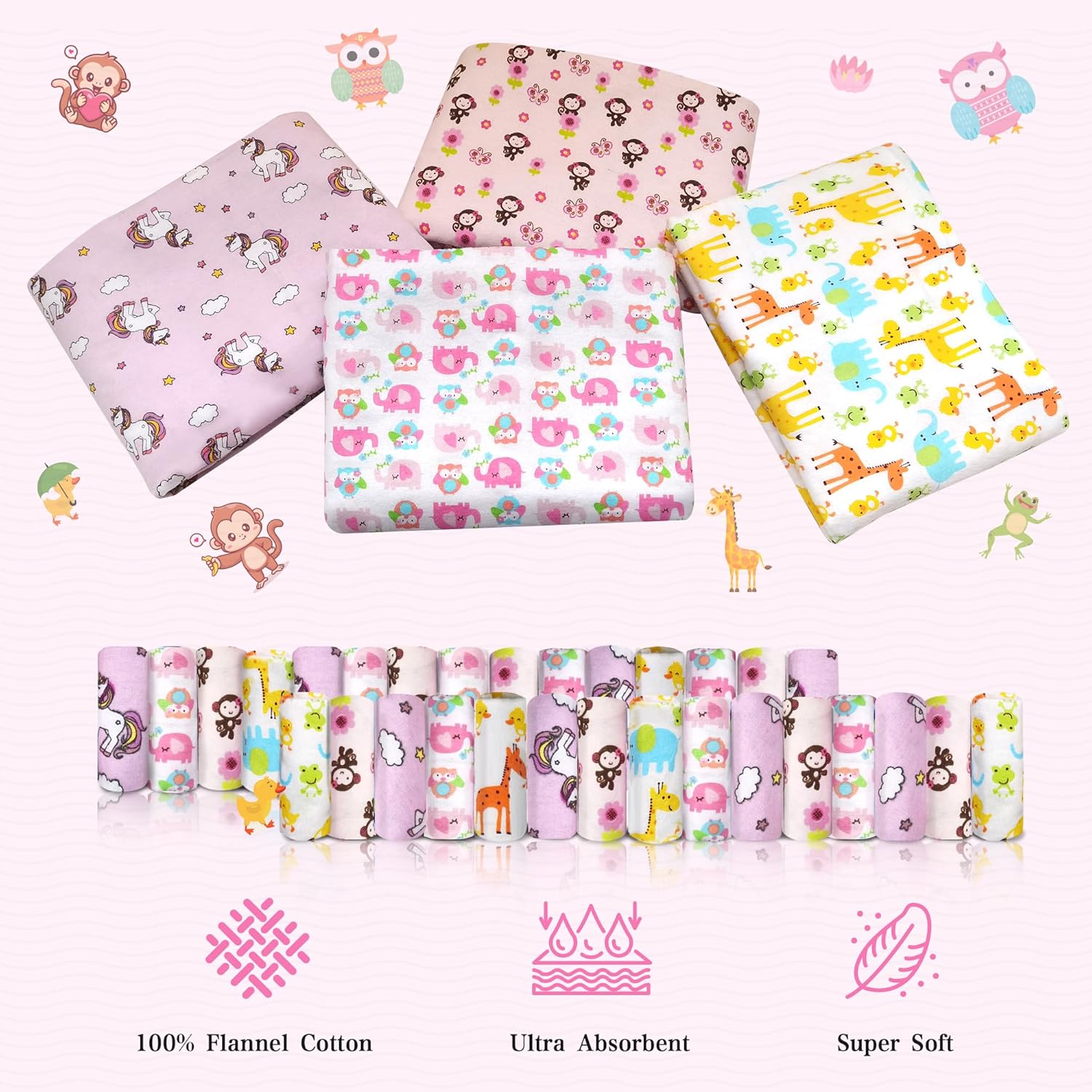 Omilion 34 Pack Baby Blanket Washcloth Set
