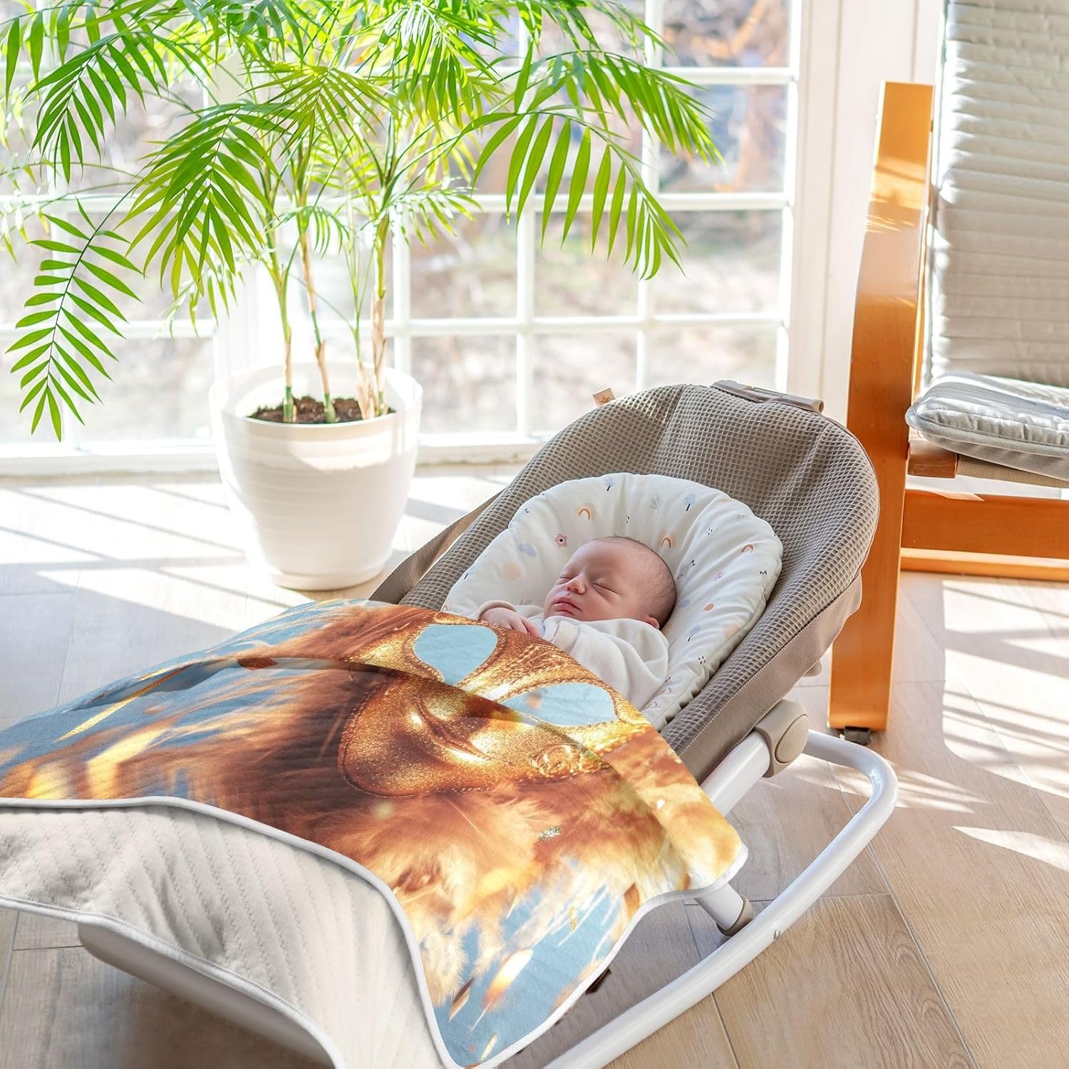 Burbuja Mardi Gras Gold Mask Baby Blanket for Boys Girls