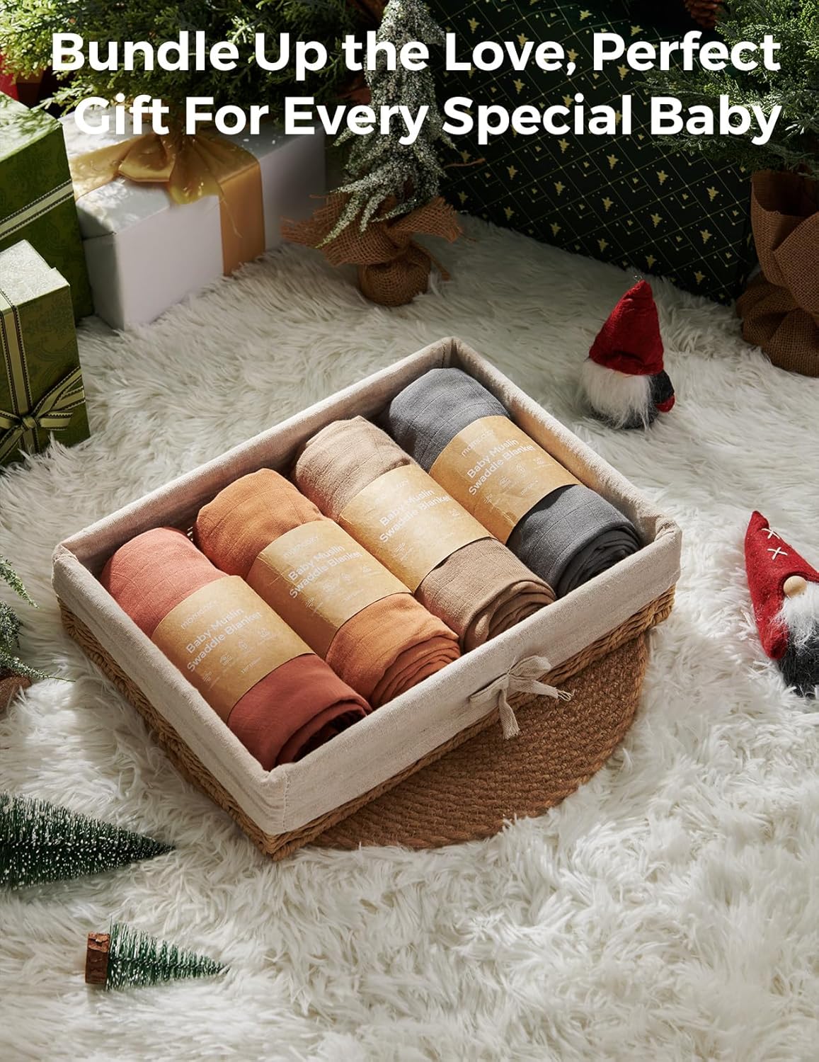 Momcozy Muslin Swaddle Blankets 4-Pack 47 x 47 Inches