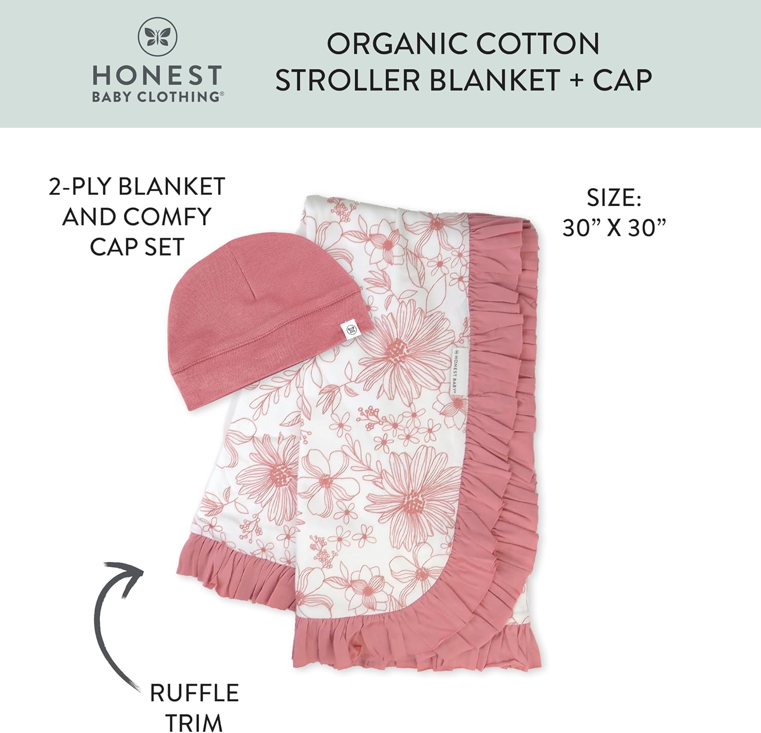 HonestBaby 100 Organic Cotton Receiving Blanket 2-Pack