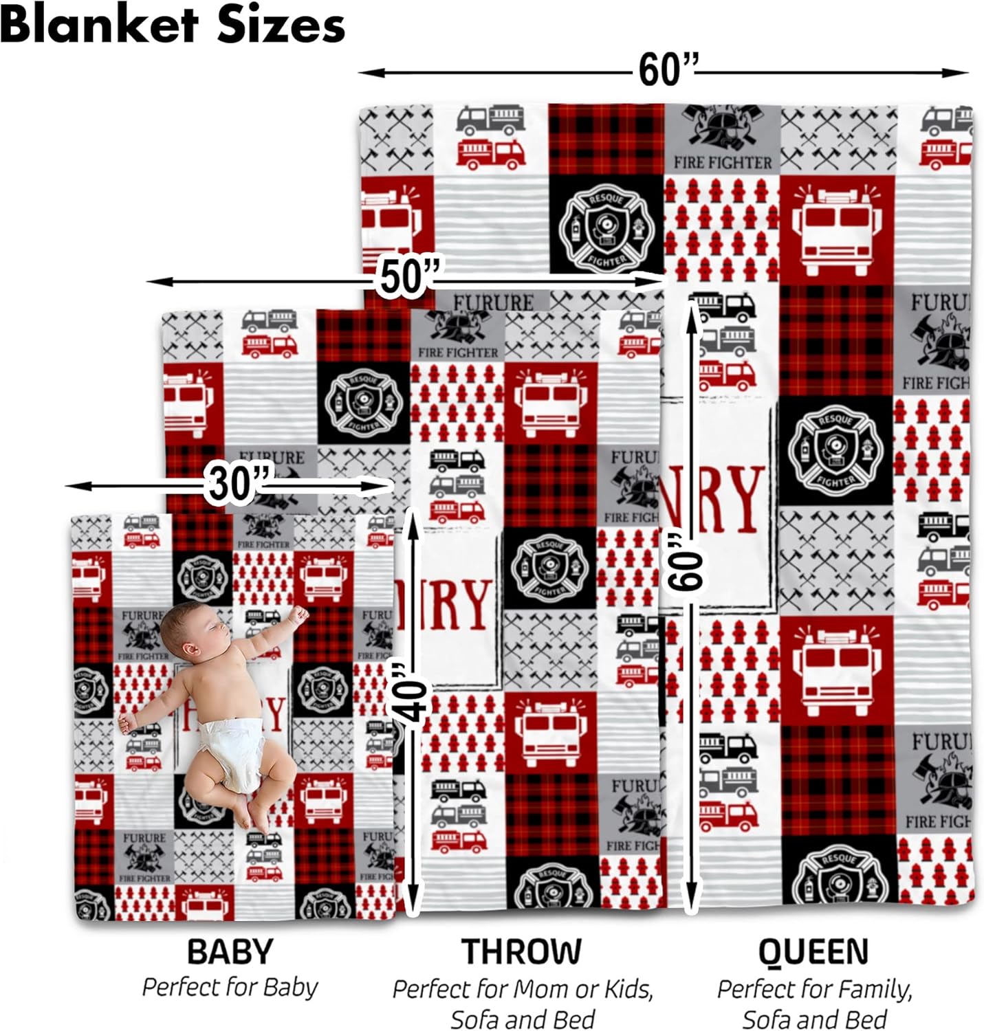 VibeCustom Personalized Firefighter Baby Blanket