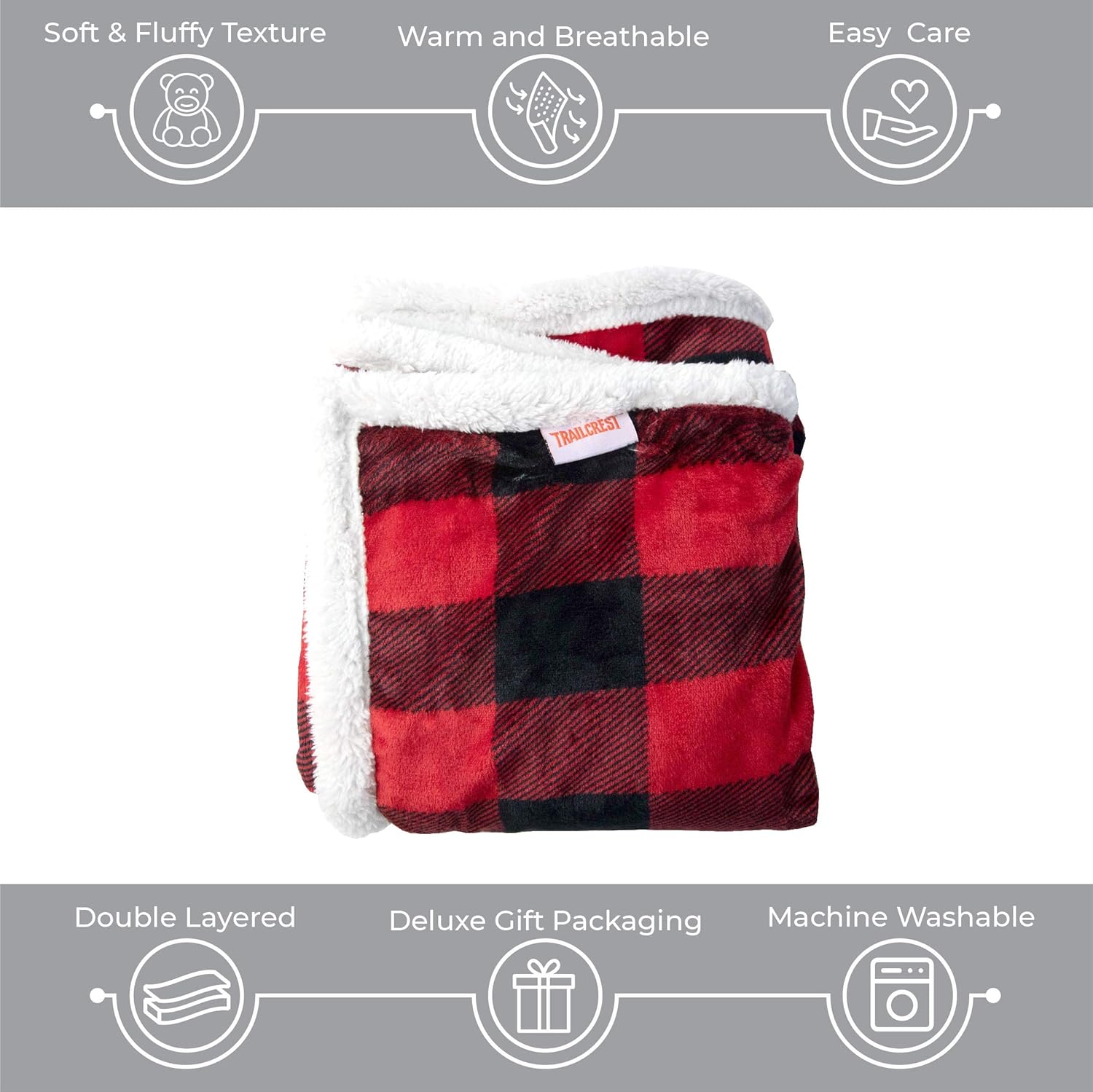 TrailCrest Ultra Soft Sherpa Fleece Plaid Baby Blanket 1