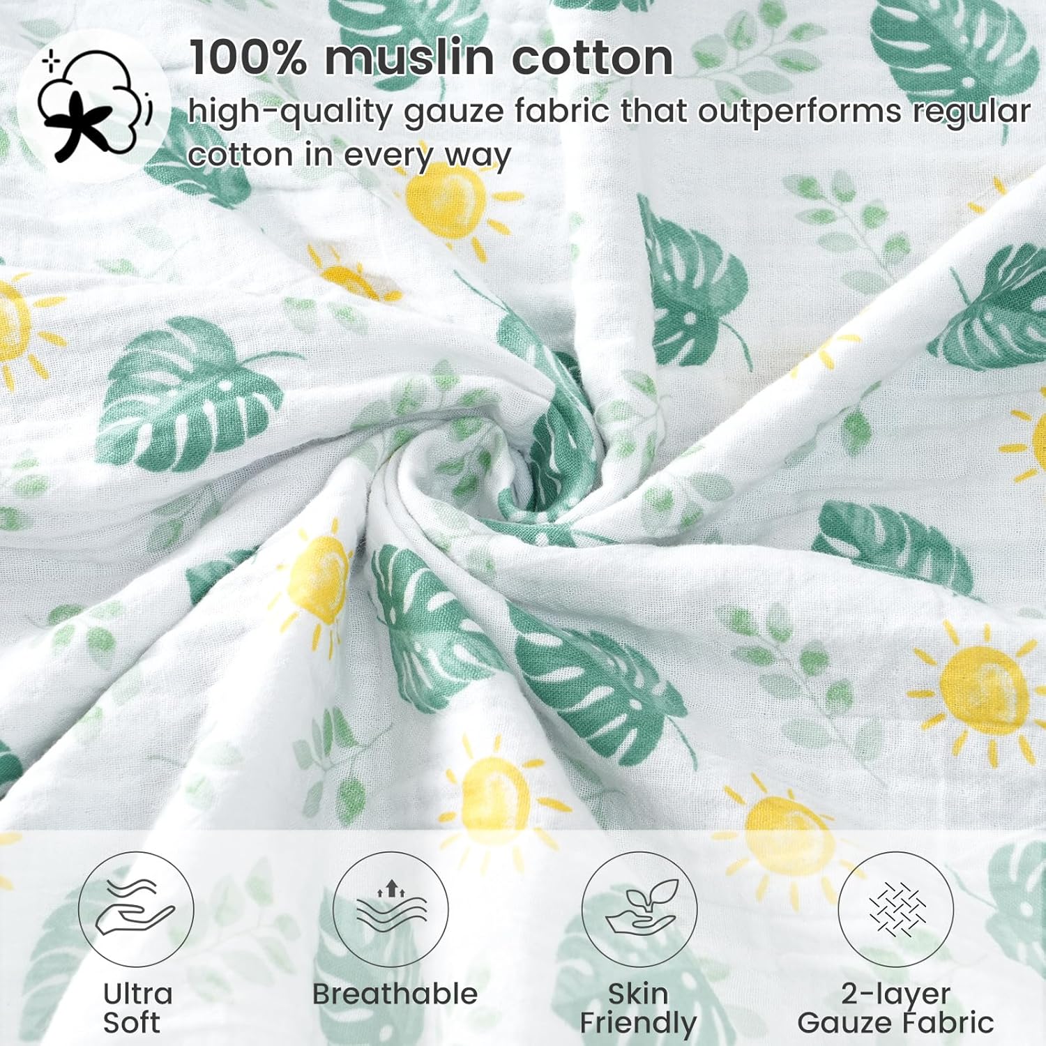 Davids Kids Muslin Minky Baby Blanket Leaf