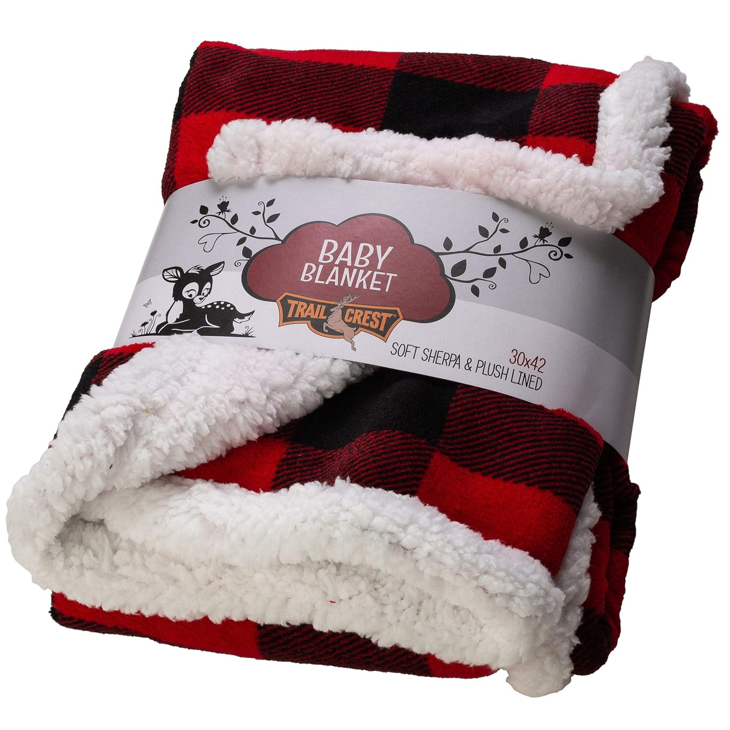 TrailCrest Ultra Soft Sherpa Fleece Plaid Baby Blanket 1