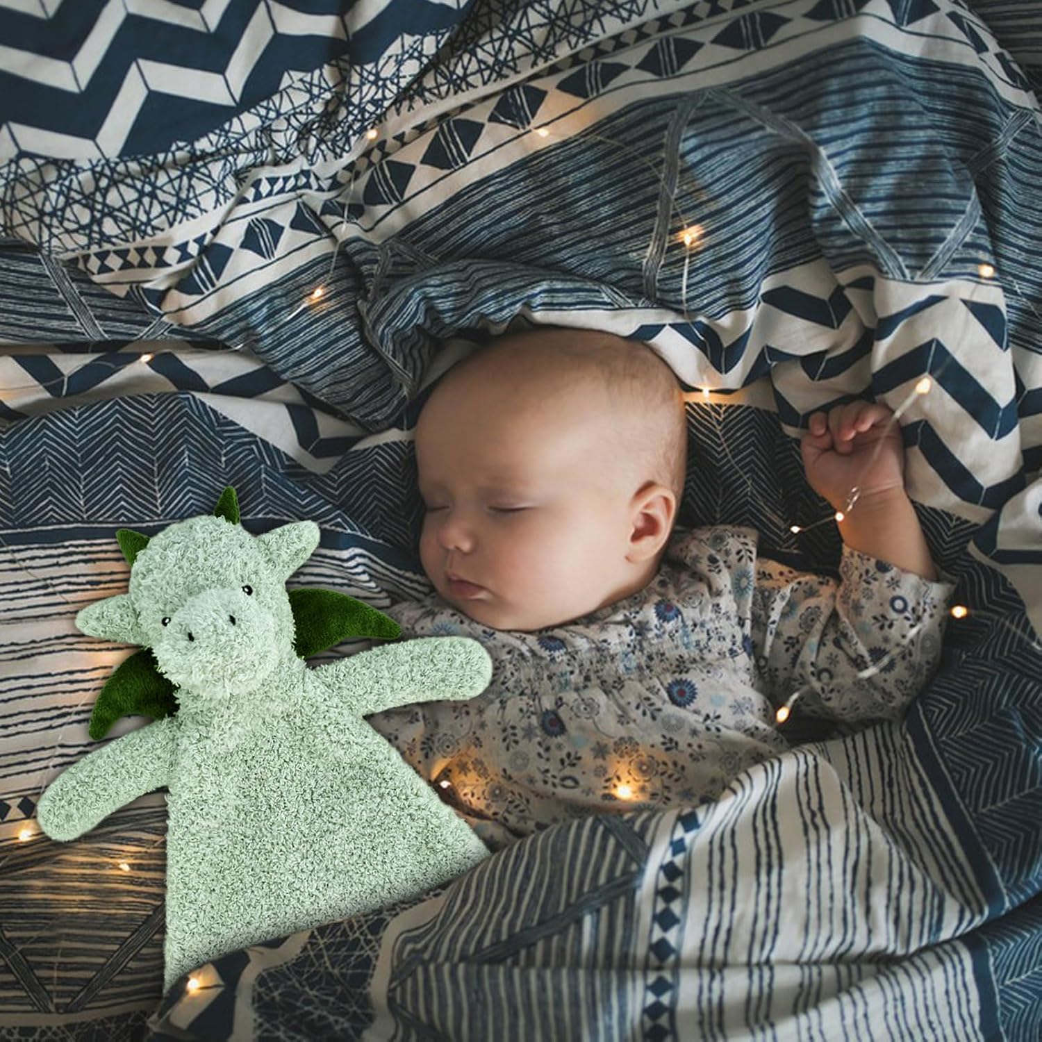 Doindute Baby Green Dragon Security Blanket Plush Dinosaur Lovey Blanket 16 Inches