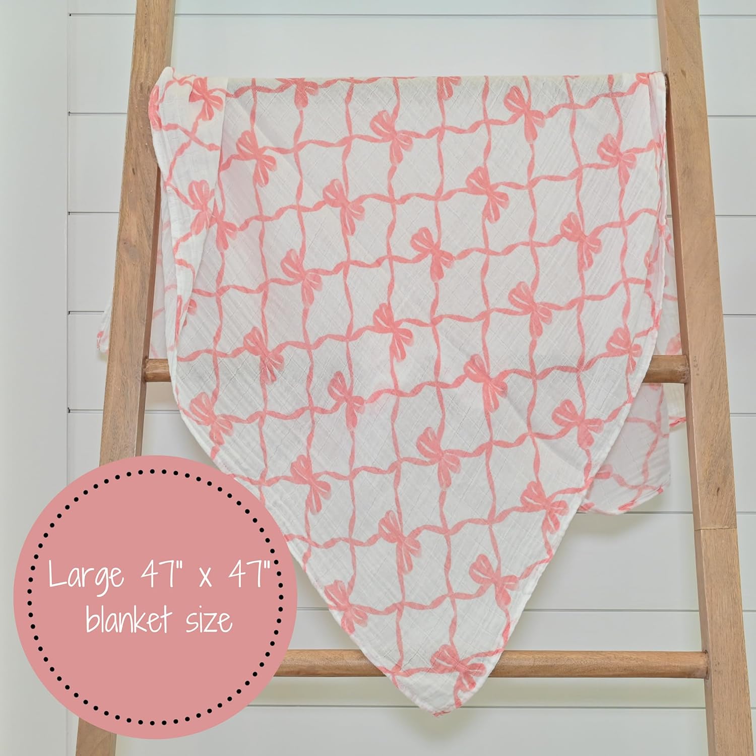 LollyBanks Pink Bow Swaddle Blanket for Girls