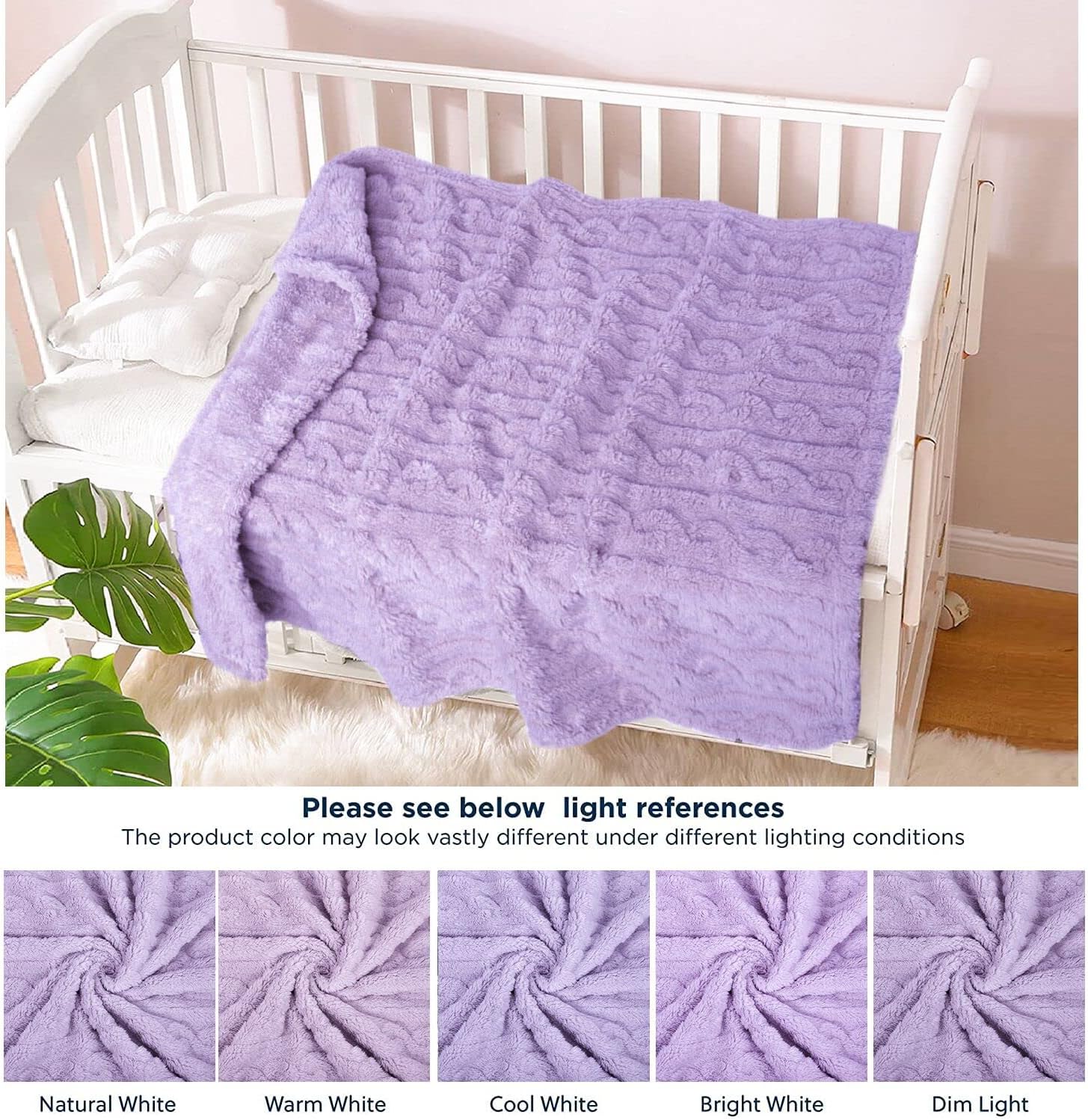 HOMRITAR 3D Fleece Baby Blanket Purple 30x40 Inch