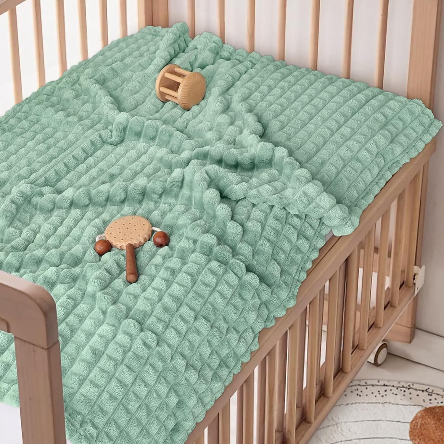 Yameishy Fleece Baby Blanket - 30x40 Inch Ultra Soft 3D Grid Design