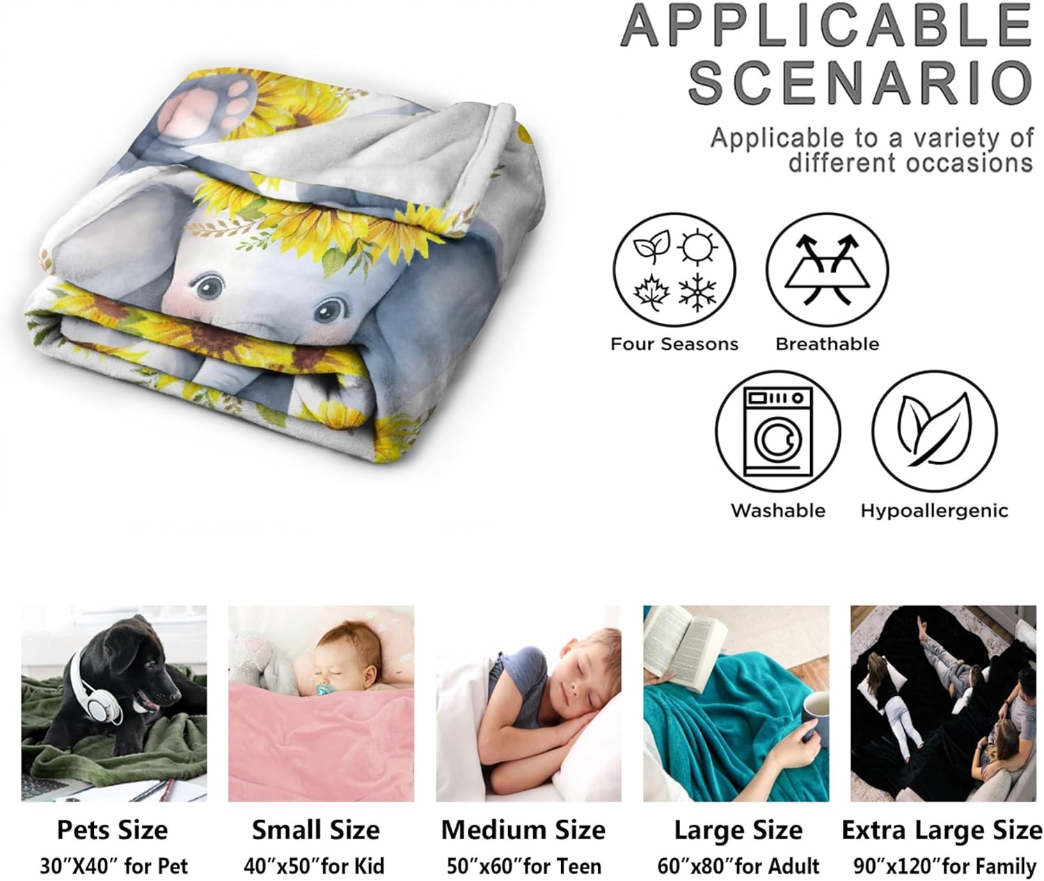 Aniruddha Custom Elephant Baby Name Blanket
