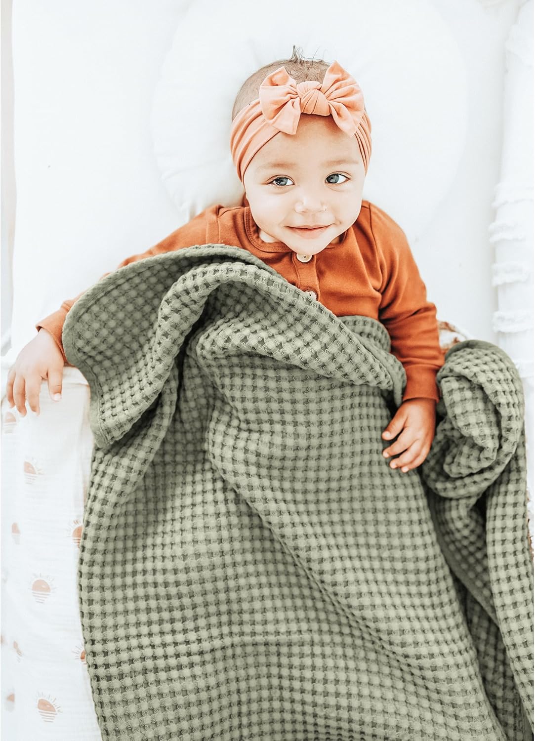Konssy Waffle Baby Blanket - Soft Cozy Lightweight Swaddle for Boys Girls