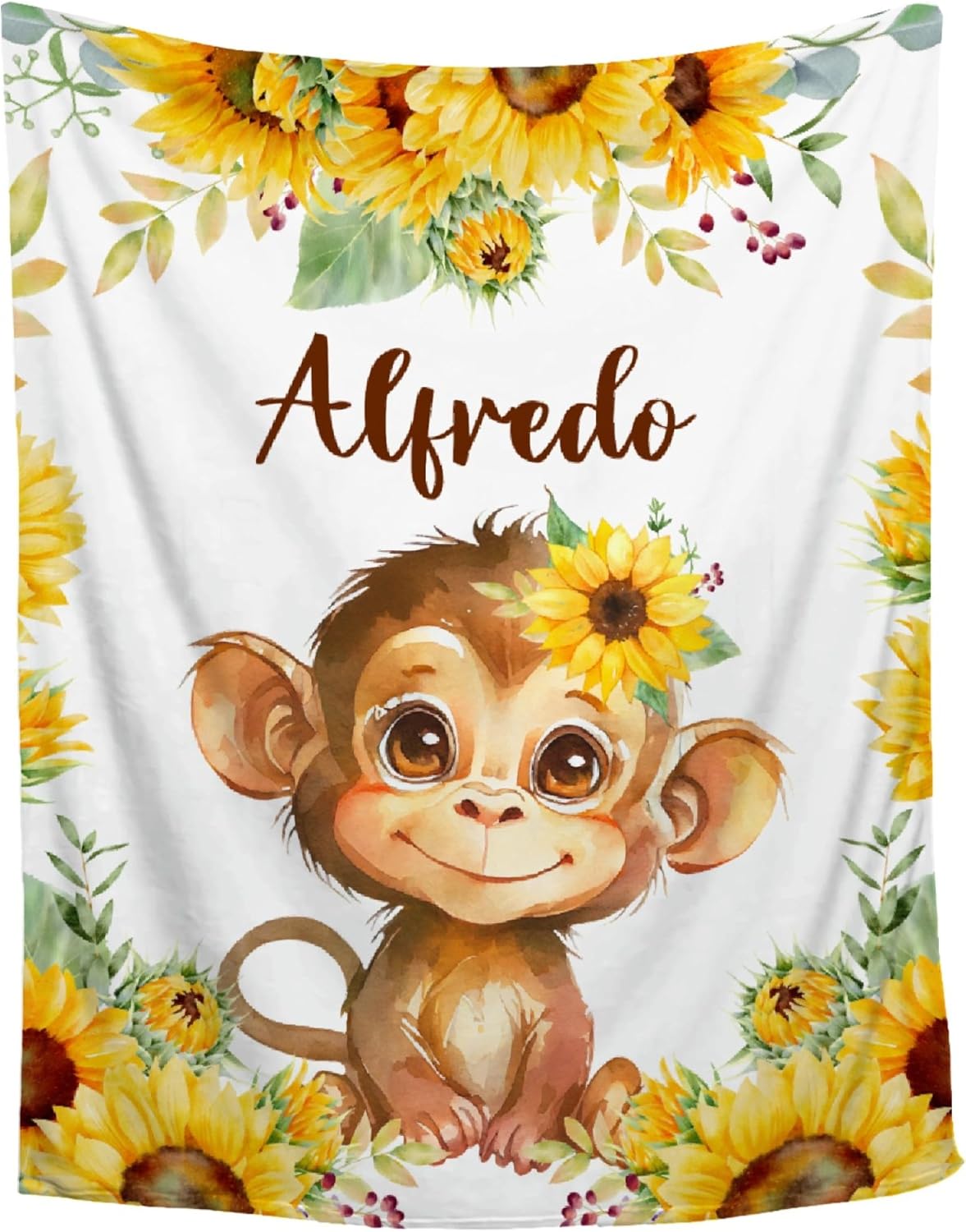 Aniruddha Personalized Monkey Baby Blanket with Name