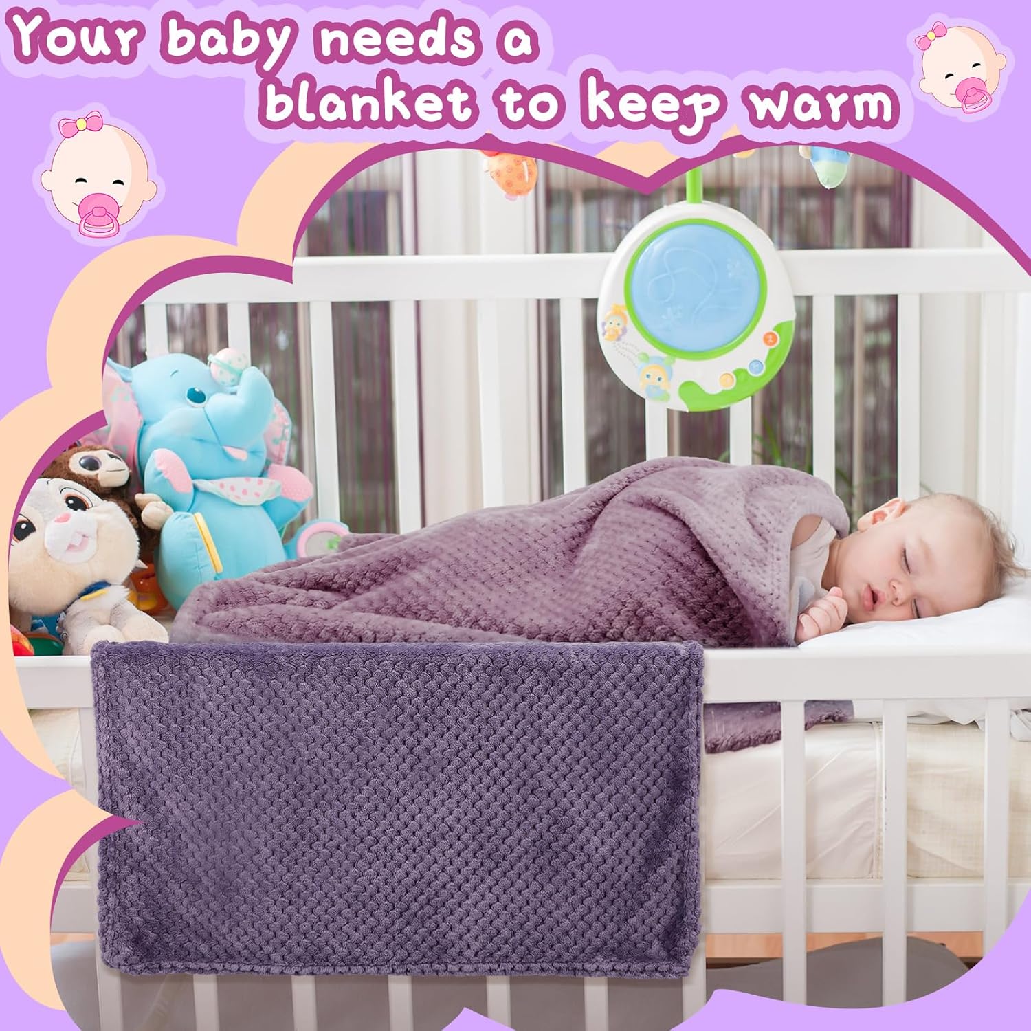 Frienda 4 Pcs Fluffy Baby Blanket Set