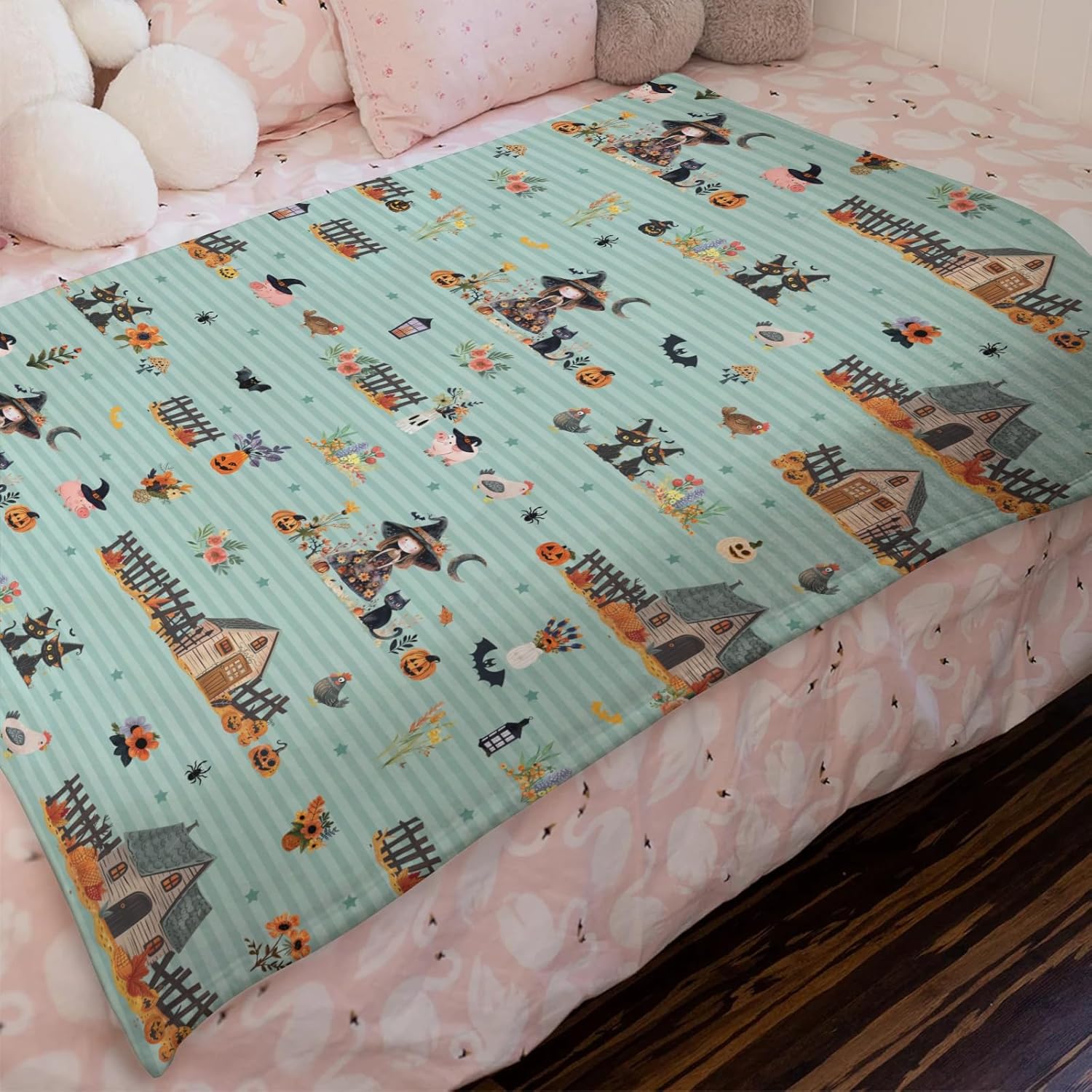 Hwmmbh Fall Farm Witch Cats Baby Blanket 60x80 1