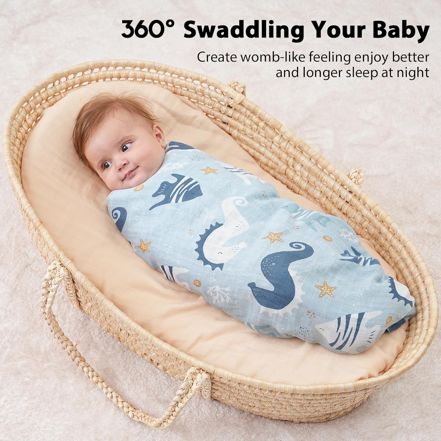 Yoofoss Muslin Swaddle Blankets 4-Pack Neutral Wrap