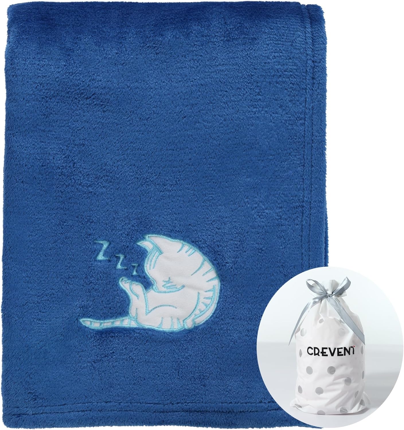 CREVENT 30X40 Fluffy Cozy Baby Blanket with Cute Sleeping Cat Design