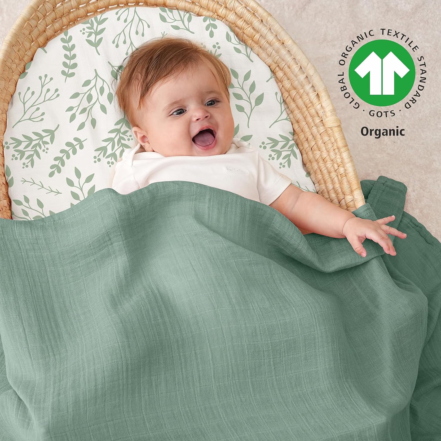 Yoofoss Organic Muslin Swaddle Blanket 47x47 Inches Soft Breathable for Babies