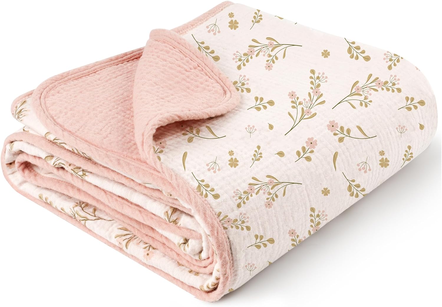 Konssy Muslin Blanket 40x36 Inch Floral Baby Blanket