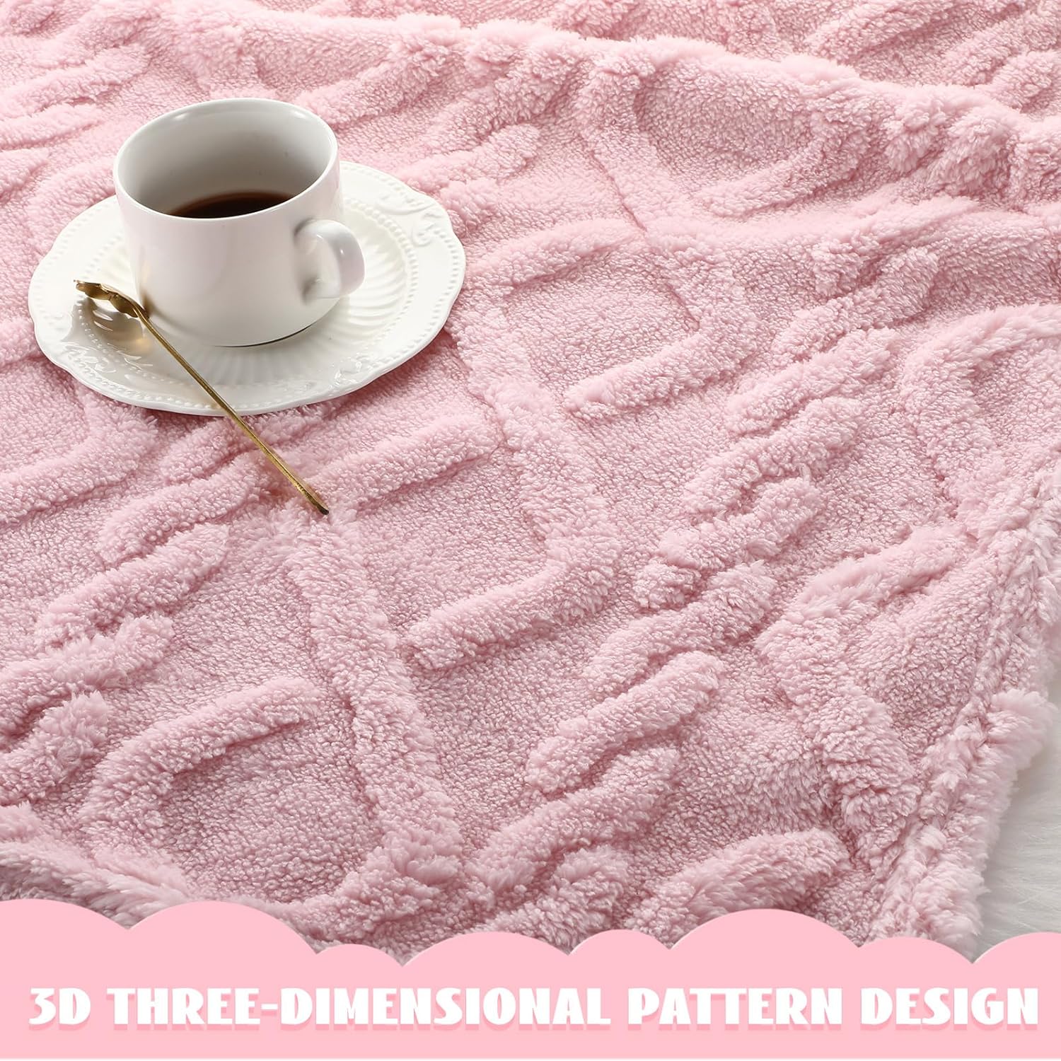 4 Pcs Fleece Baby Swaddling Blankets Set Pink