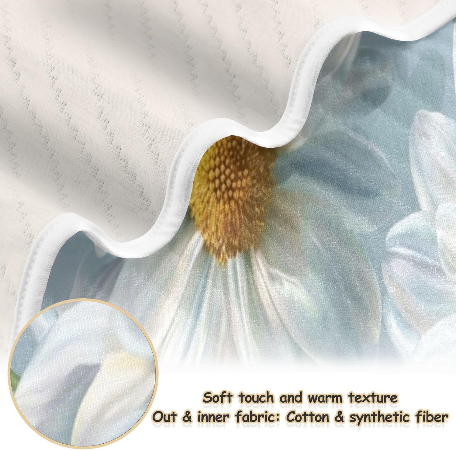 Super Soft Baby Blanket with White Flowers for Boys Girls